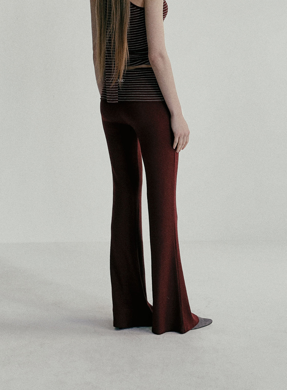 Badblood Beyond Soft Fold Over Bootcut Pants Stripe Wine