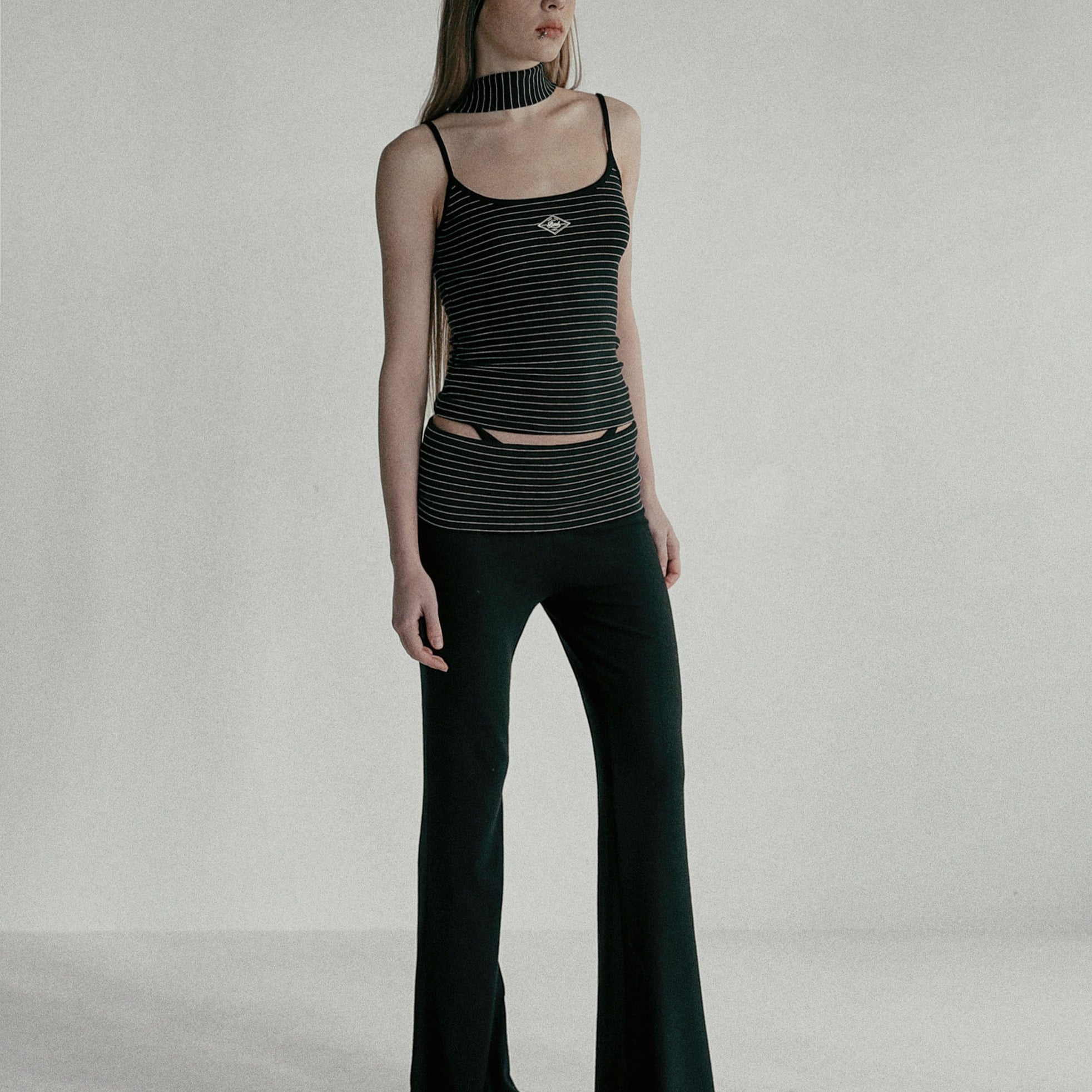 Badblood Beyond Soft Fold Over Bootcut Pants Stripe Black
