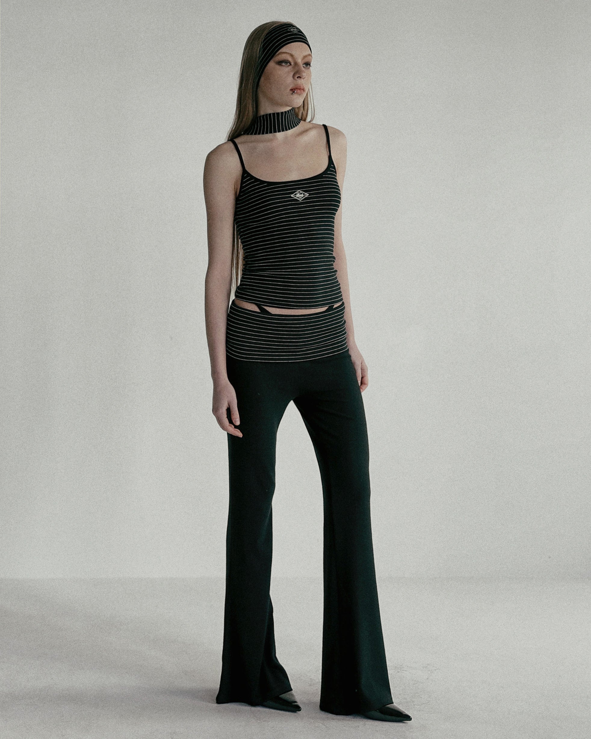 Badblood Beyond Soft Fold Over Bootcut Pants Stripe Black