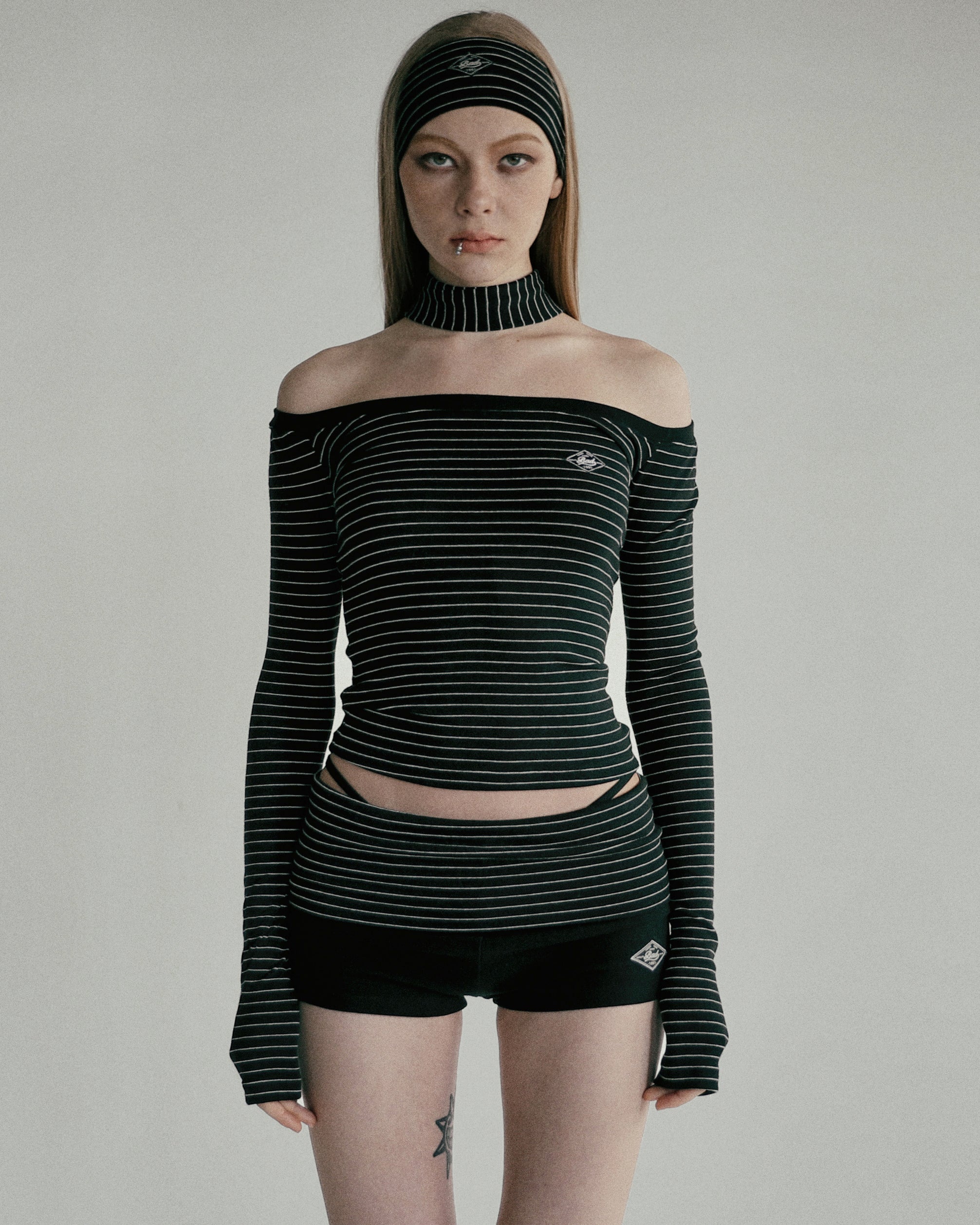 Badblood Beyond Soft Off-Shoulder Top Stripe Black
