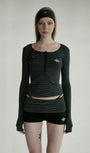 Badblood Beyond Soft Henley Neck Long Sleeve Striped Black