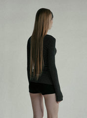 Badblood Beyond Soft Henley Neck Long Sleeve Striped Black