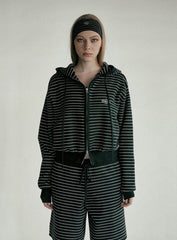 Badblood Beyond Soft Knit Hooded Zip-Up Stripe Black