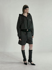 Badblood Beyond Soft Knit Hooded Zip-Up Stripe Black