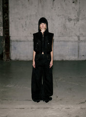 Badblood Lion Patch Washed Barrel Pants Black Leopard
