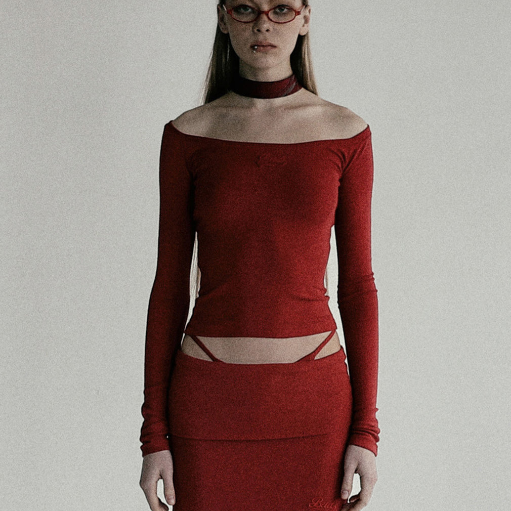 Badblood Beyond Soft Off-Shoulder Top Carmine