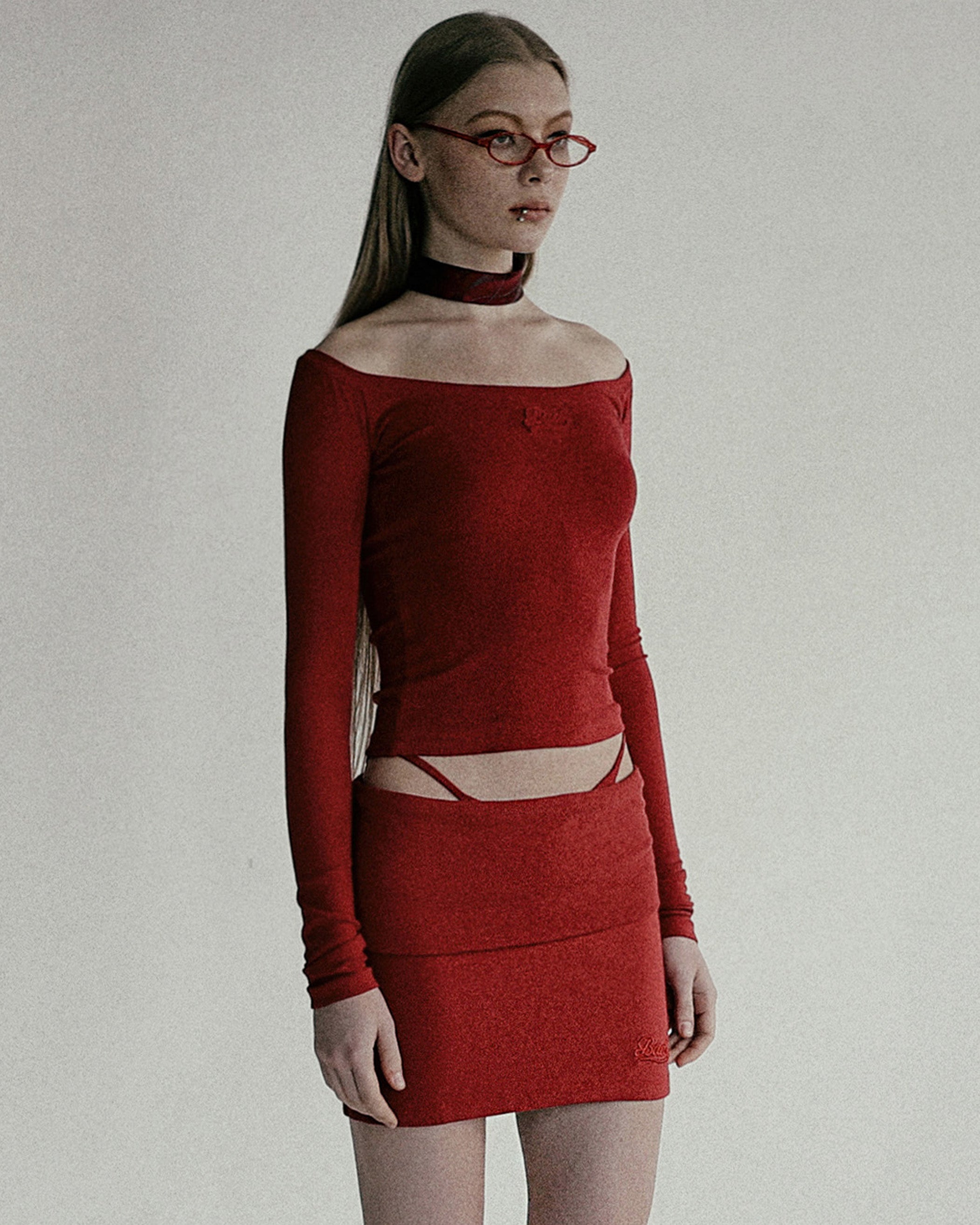 Badblood Beyond Soft Off-Shoulder Top Carmine