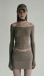 Badblood Beyond Soft Off-Shoulder Top Tobacco