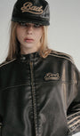 Badblood Washed Leather Ball Cap Black