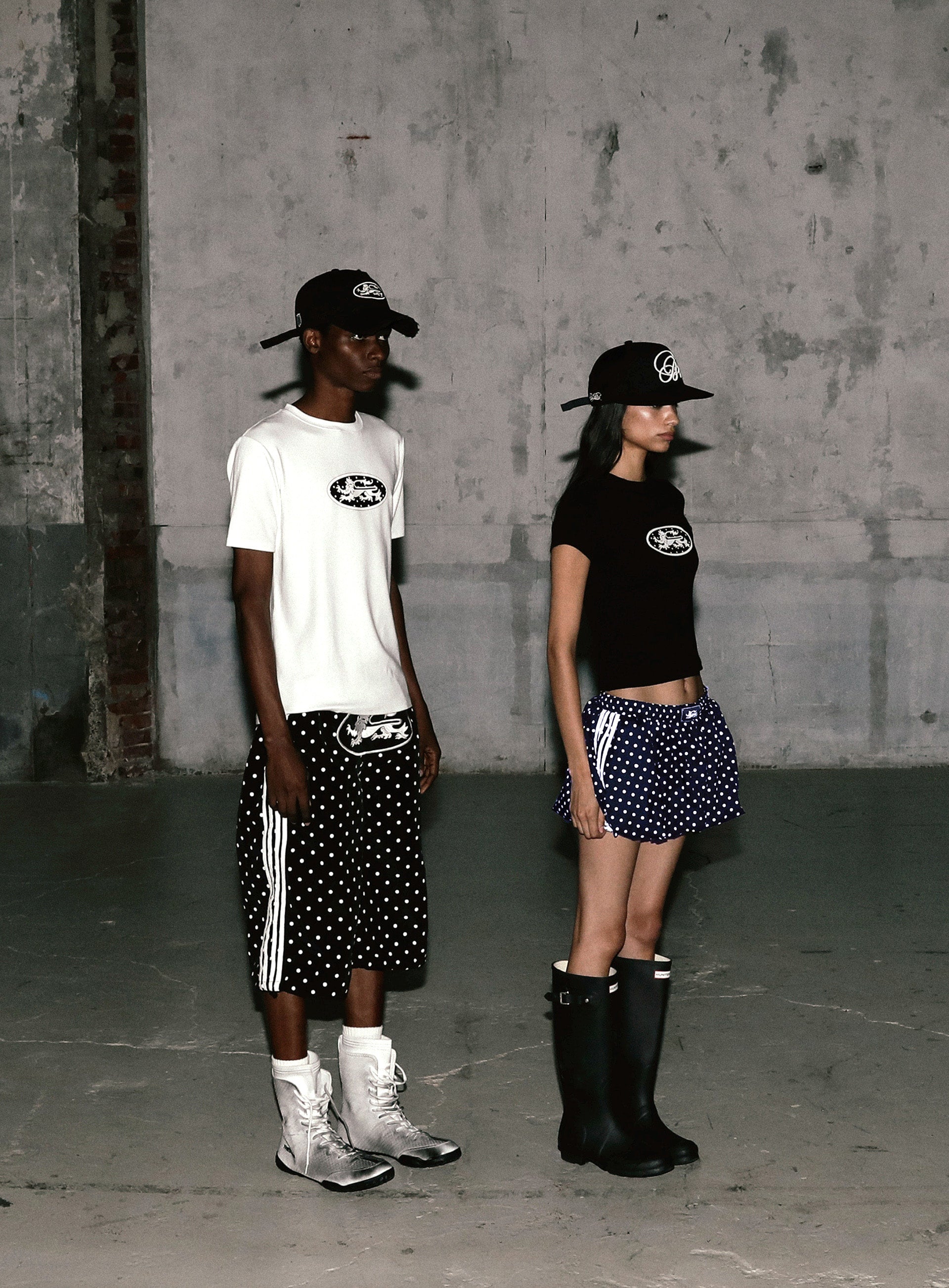 Badblood Mystic Billy Nylon Balloon Mini Skirt Navy Dot