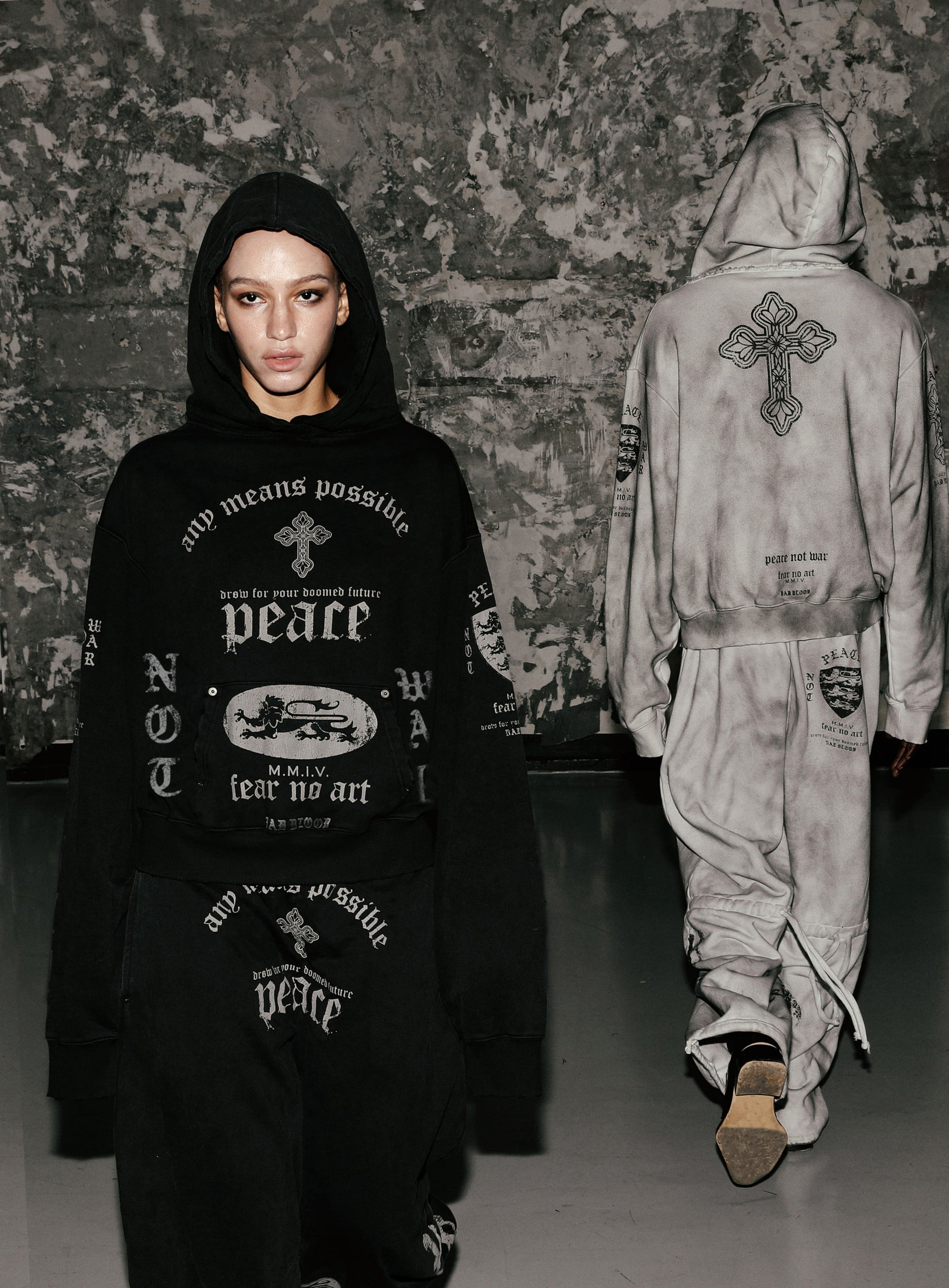 Badblood PEACE NOT WAR Hoodie Dusty Black