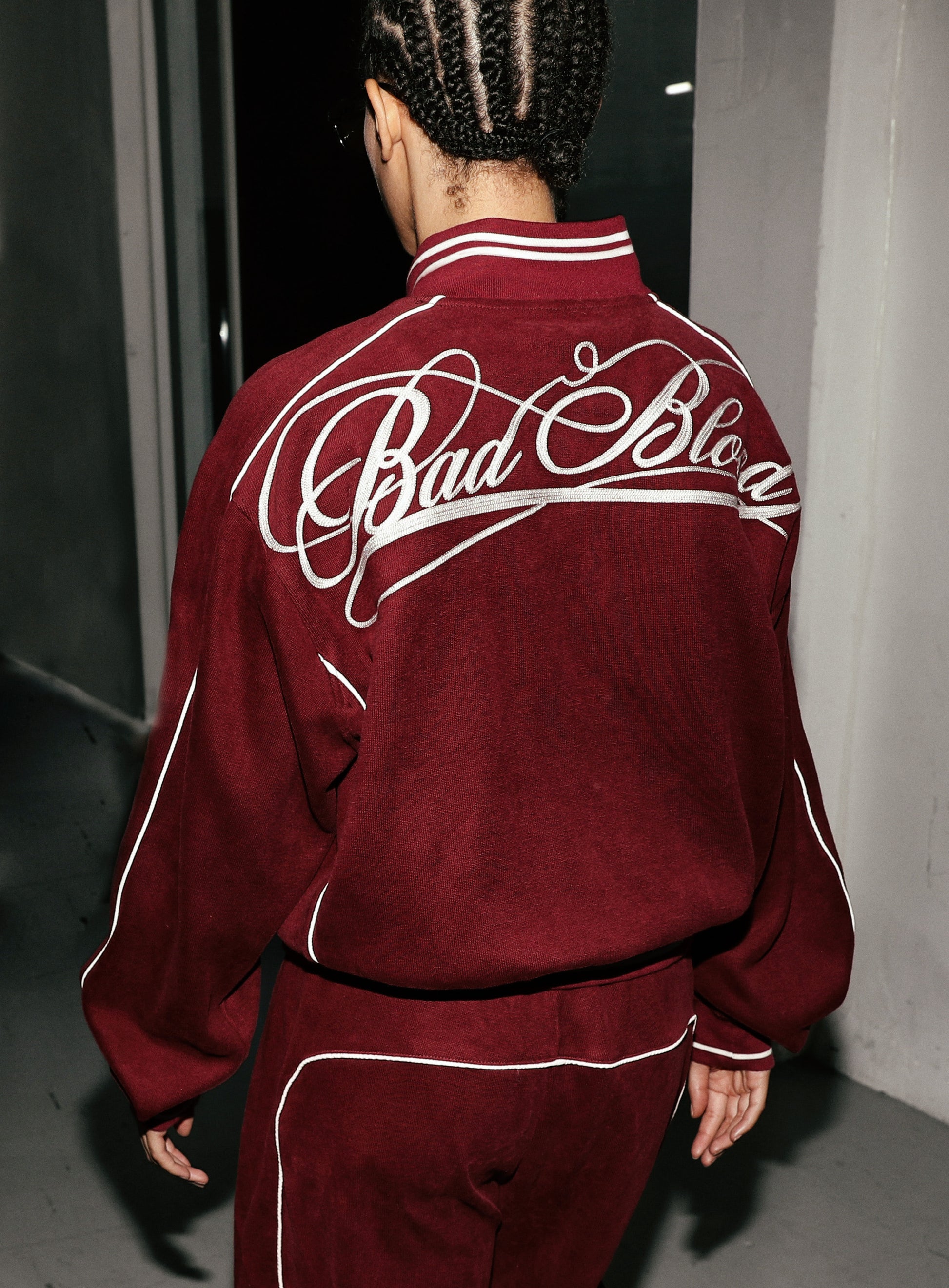 Badblood Dark Classic Pinstripe Track Jacket - Wine