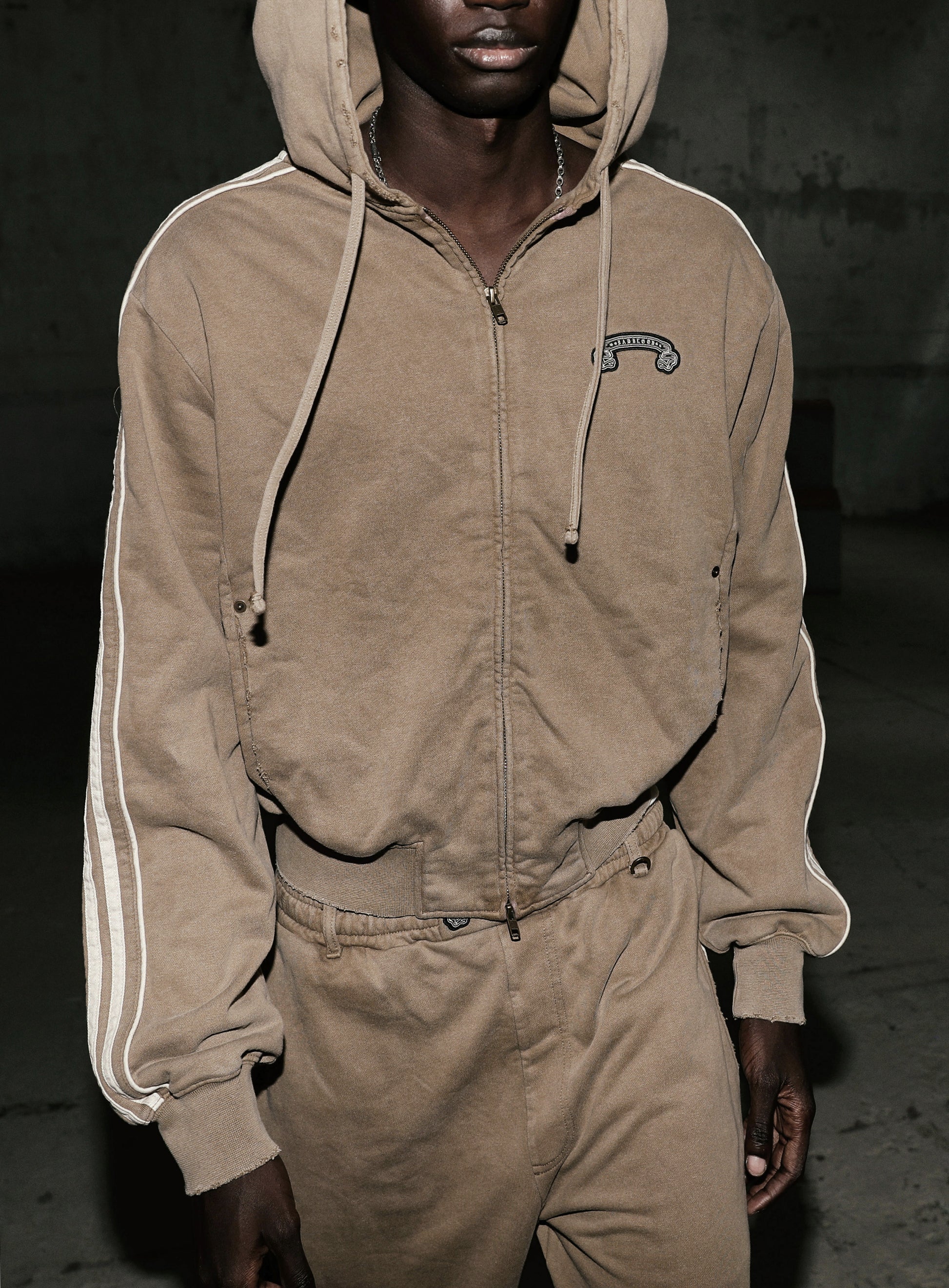 Badblood Billy Washed Hooded Zip-Up Sand