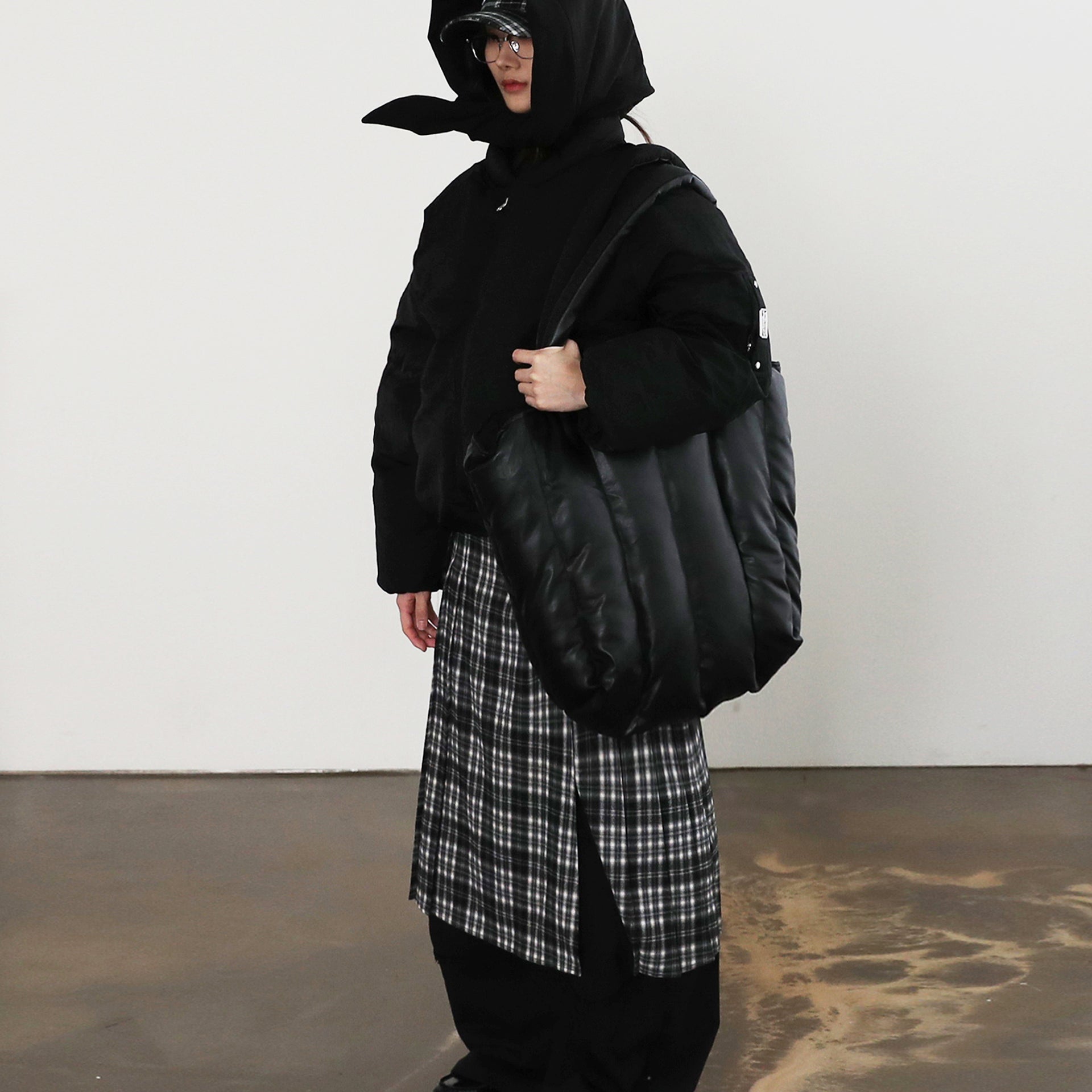 Badblood BS Reversible Leather Padded Shoulder Bag Black