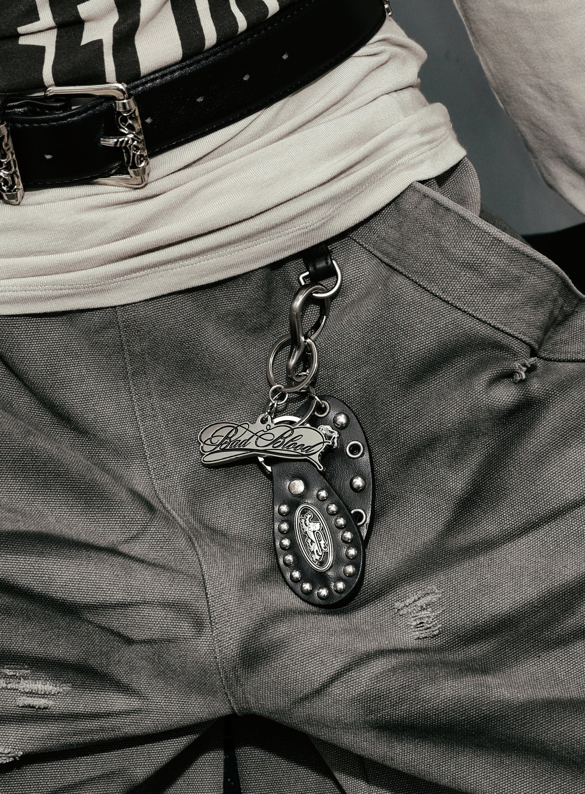 Badblood Dark Classic Logo Keychain - Silver