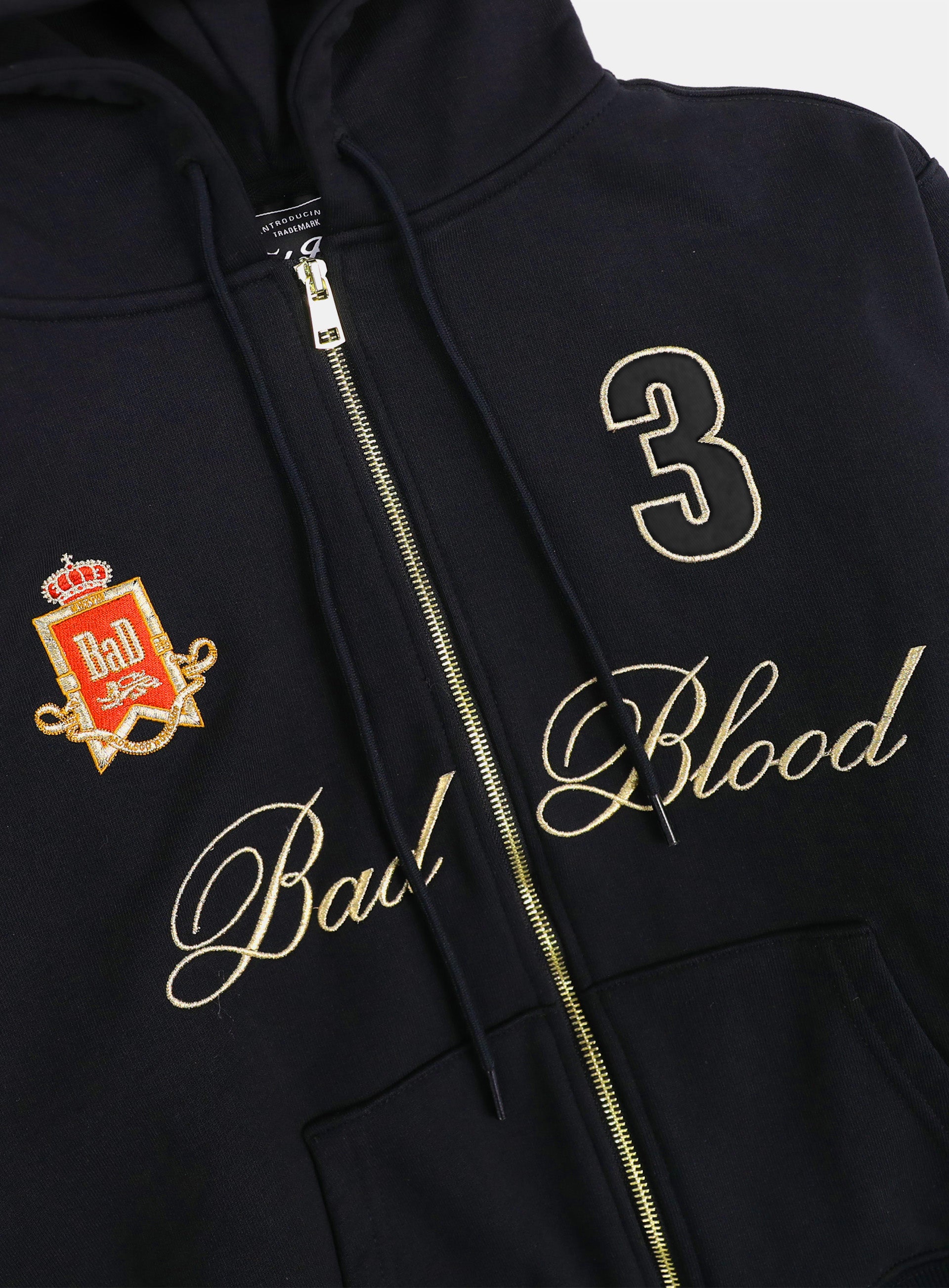 Badblood  Royal Classic Hooded Zip-Up - Black