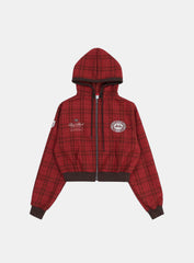 Badblood Classic Check Hooded Zip-Up - Red