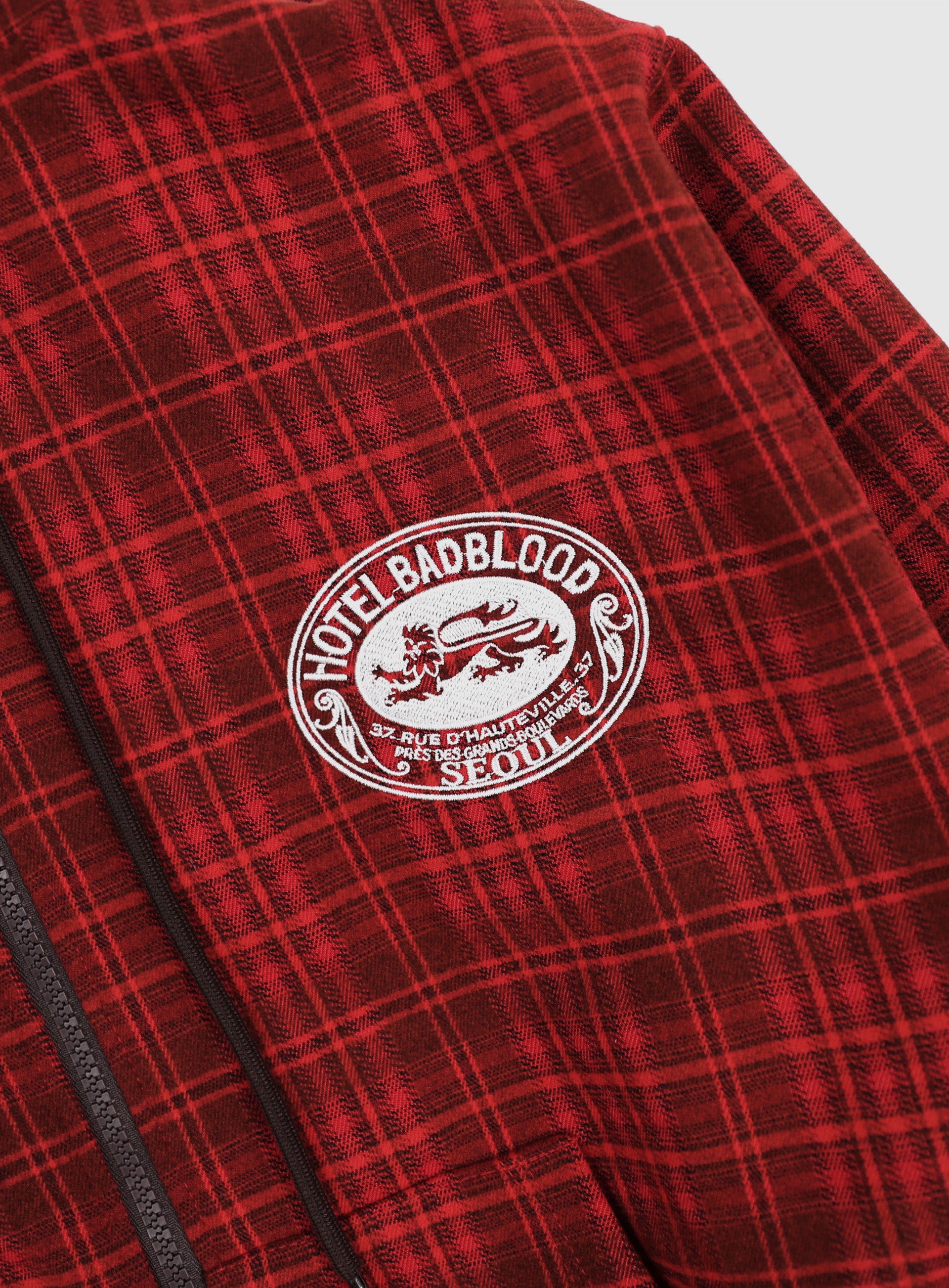 Badblood Classic Check Hooded Zip-Up - Red