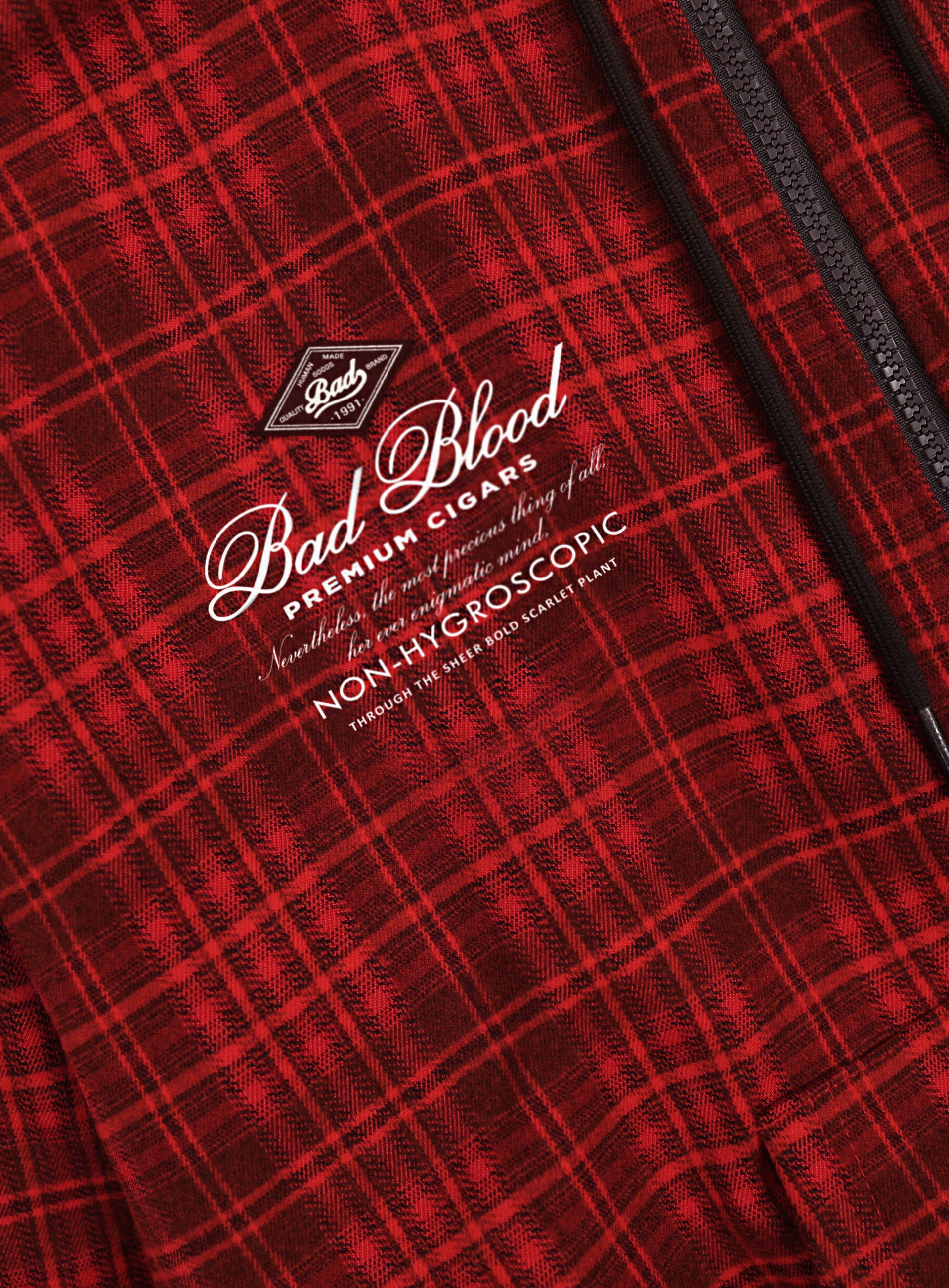 Badblood Classic Check Hooded Zip-Up - Red