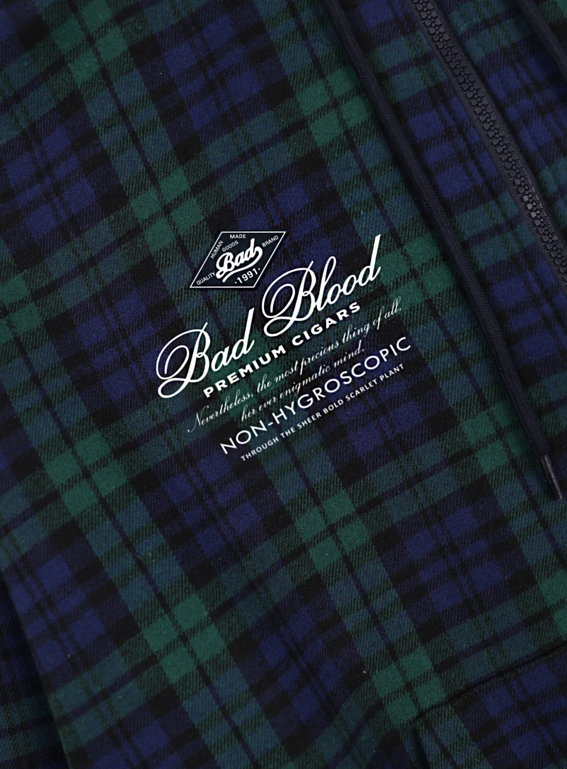 Badblood  Classic Check Hooded Zip-Up - Green