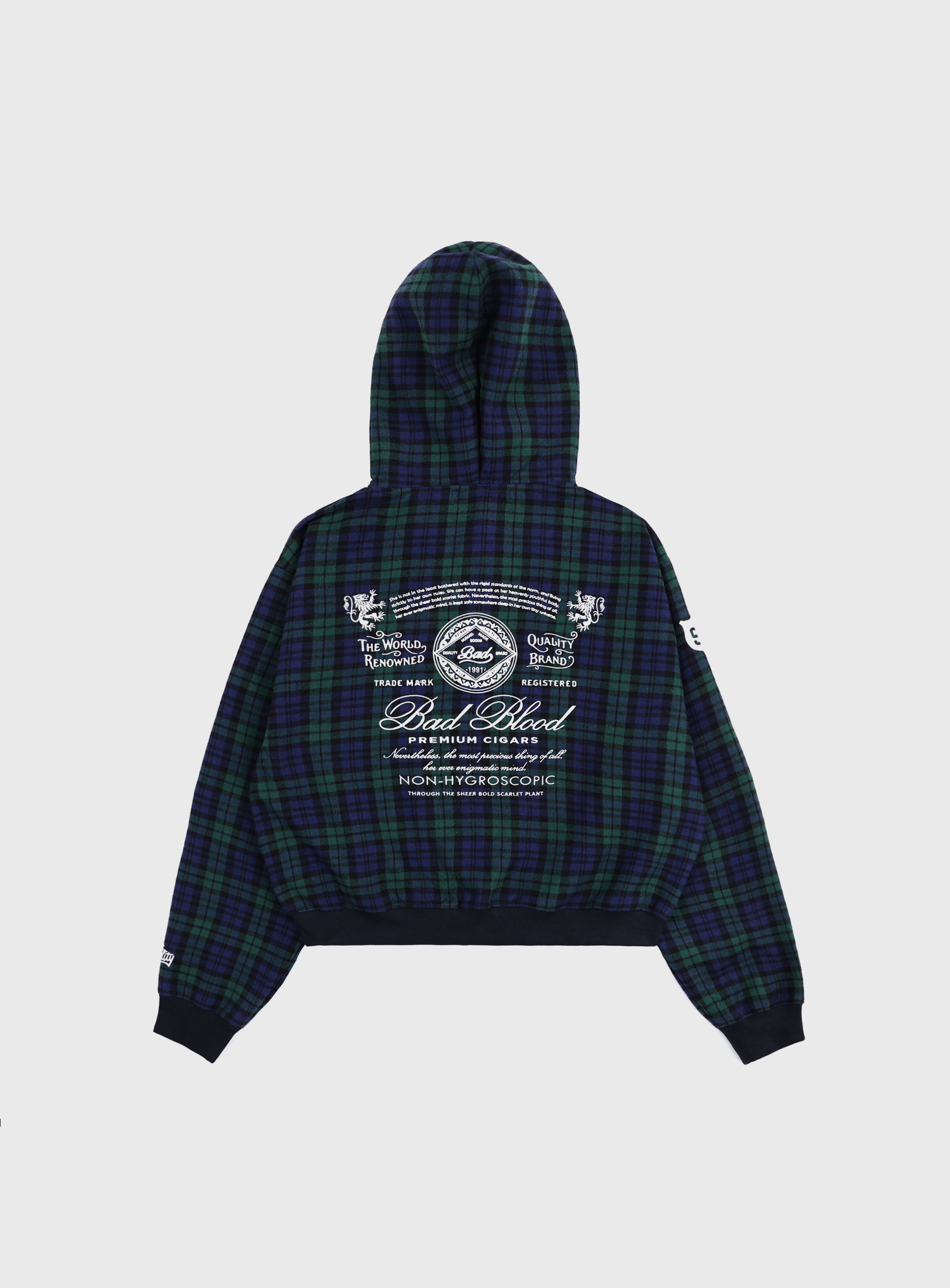 Badblood  Classic Check Hooded Zip-Up - Green