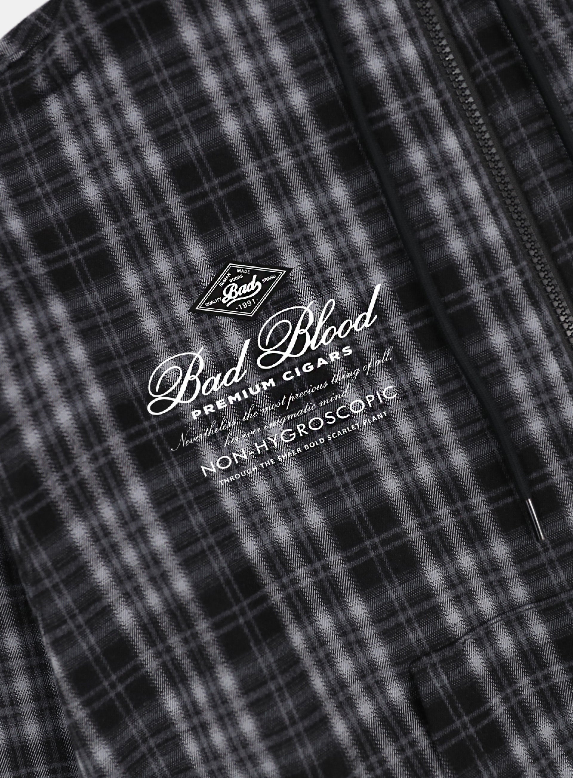 Badblood  Classic Check Hooded Zip-Up - Black