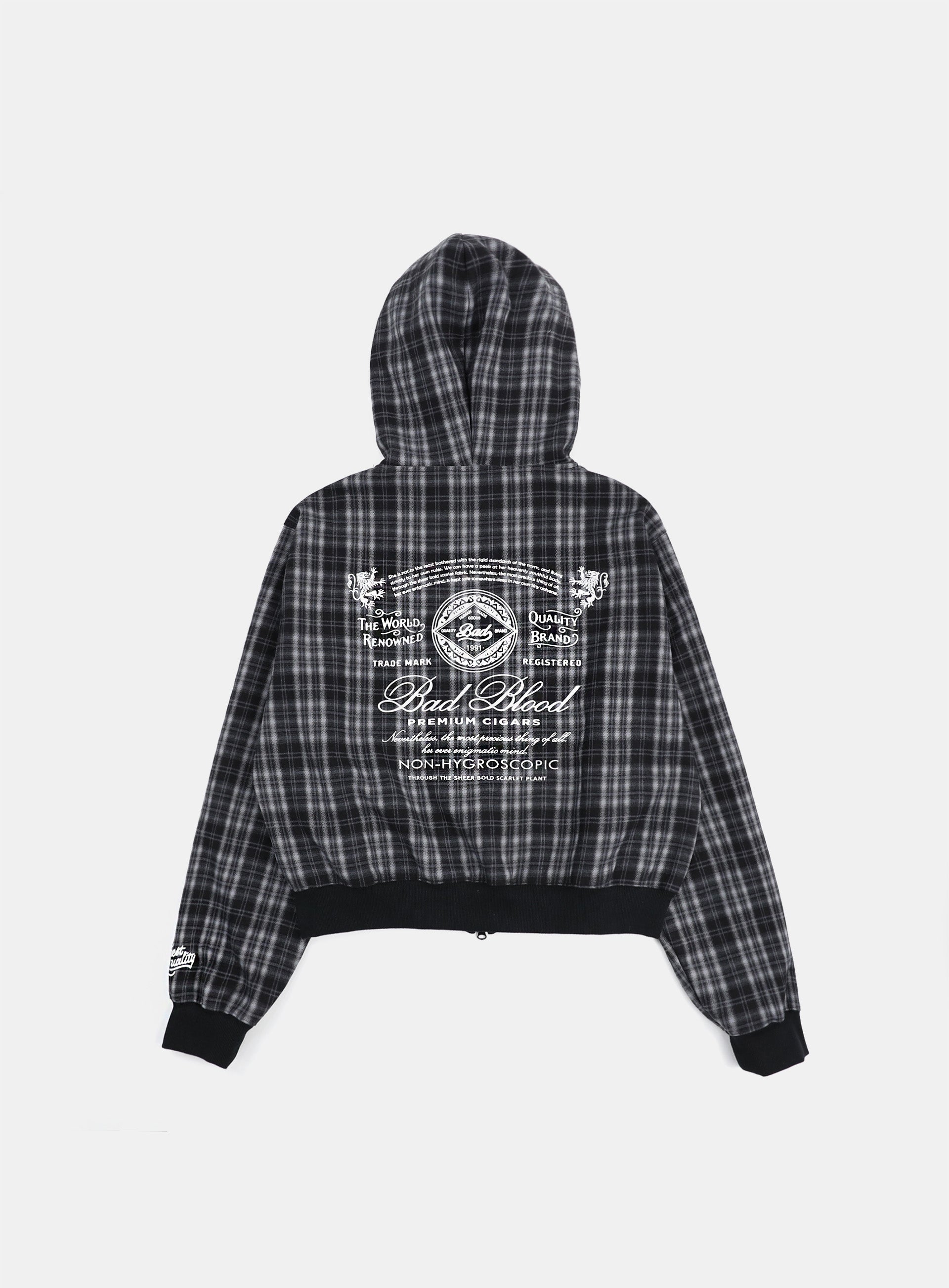 Badblood  Classic Check Hooded Zip-Up - Black