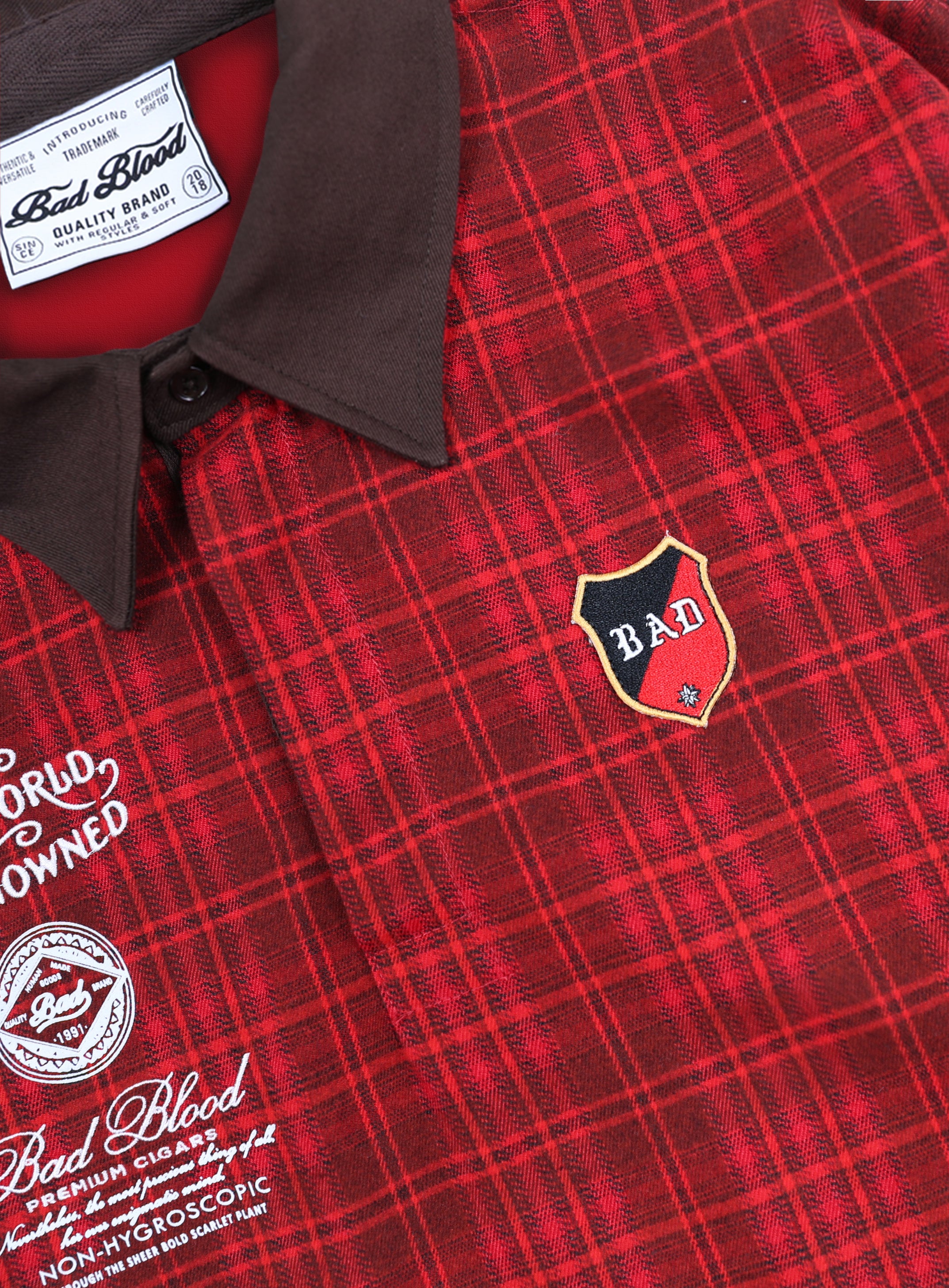 Badblood Classic Check Rugby Shirt - Red