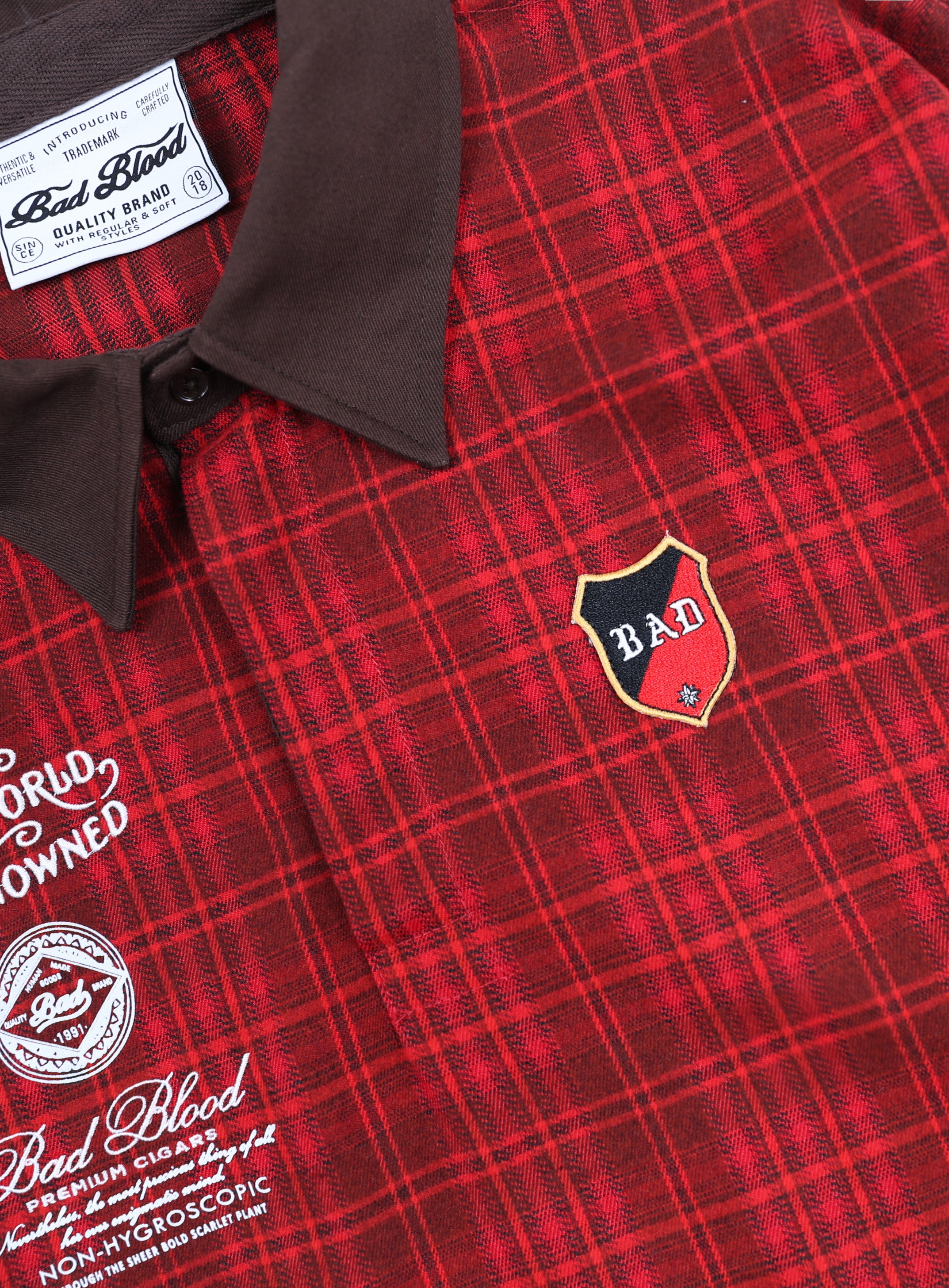 Badblood Classic Check Rugby Shirt - Red