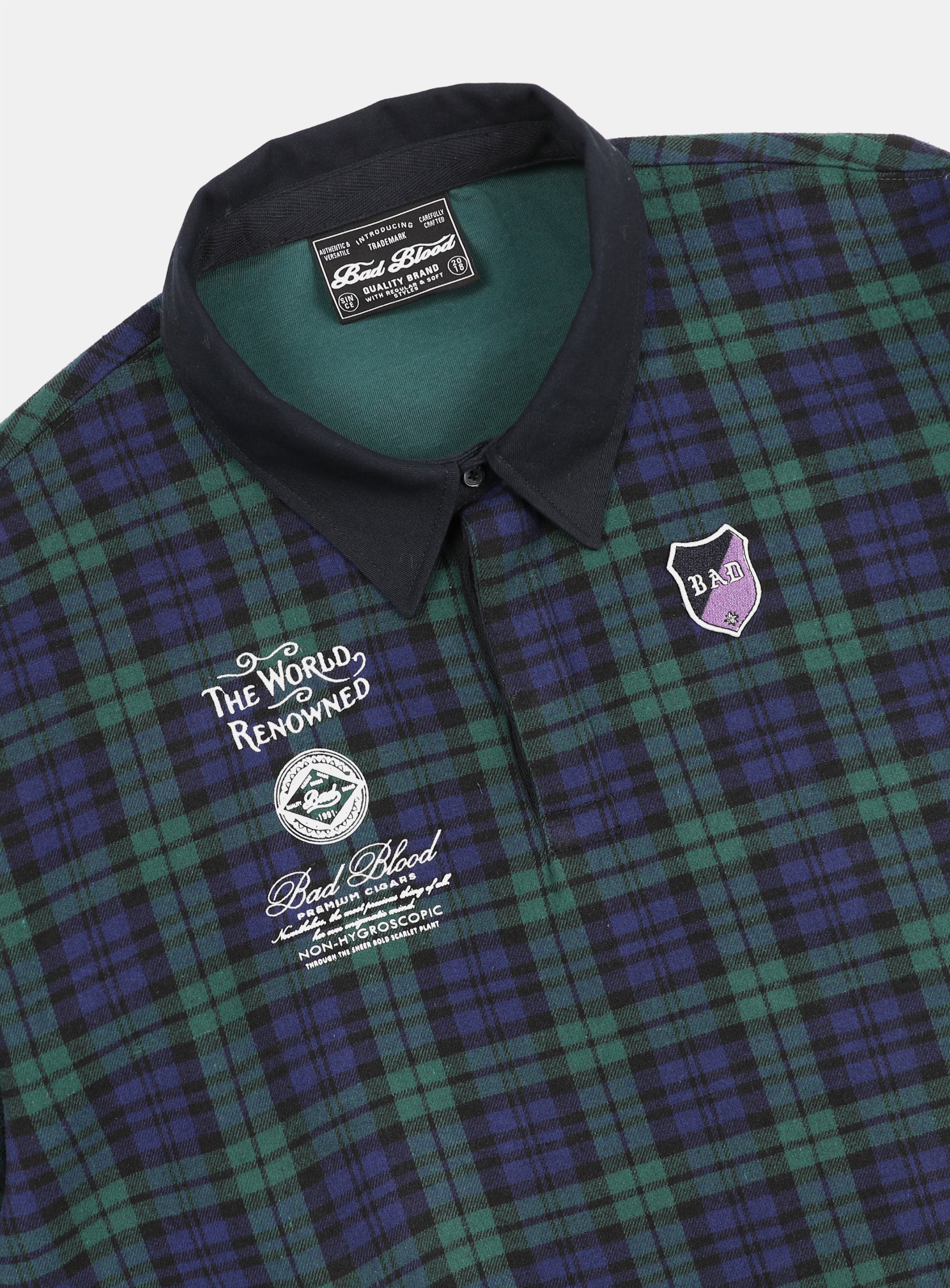 Badblood Classic Check Rugby Shirt - Green