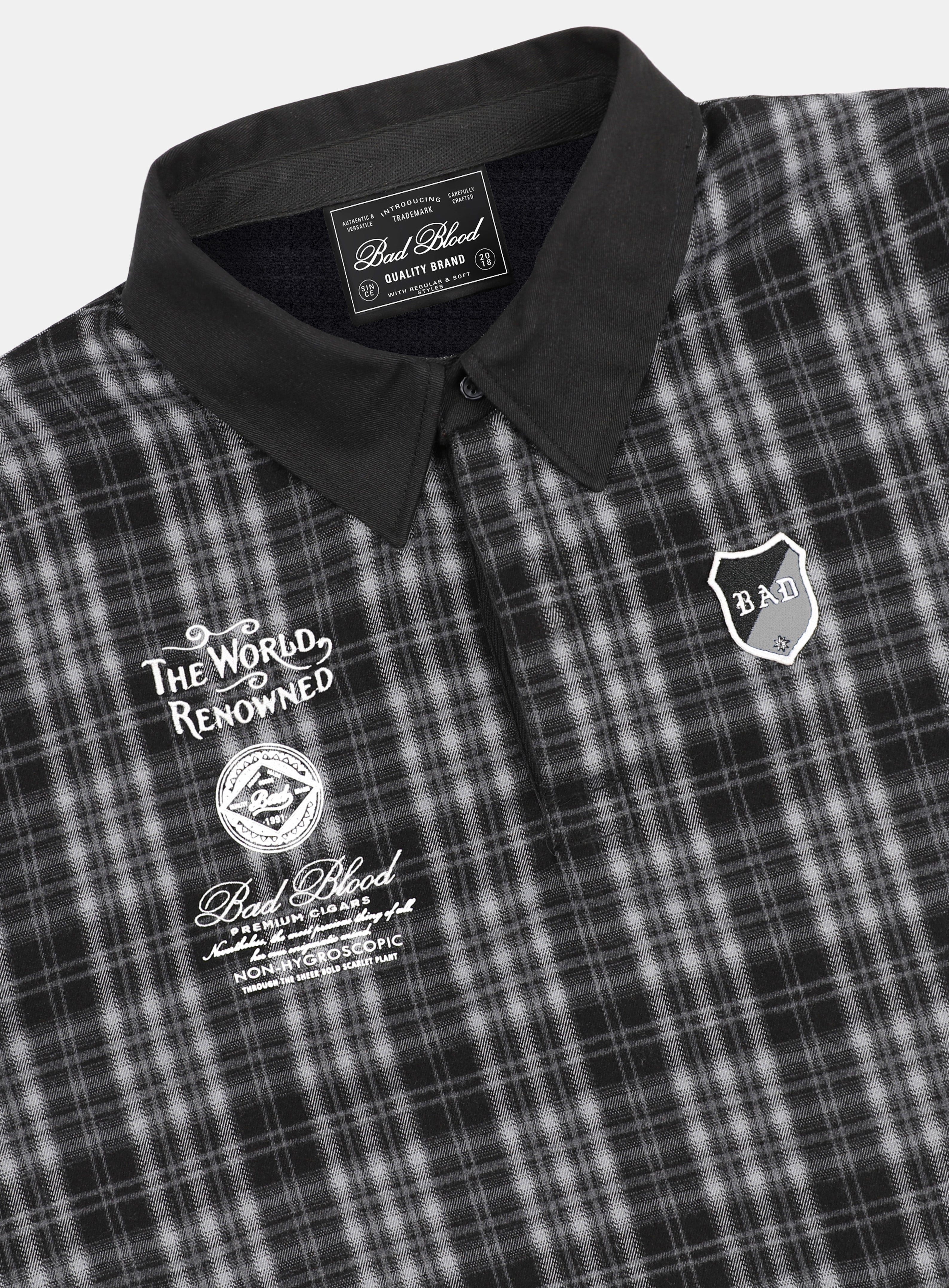 Badblood Classic Check Rugby Shirt - Black