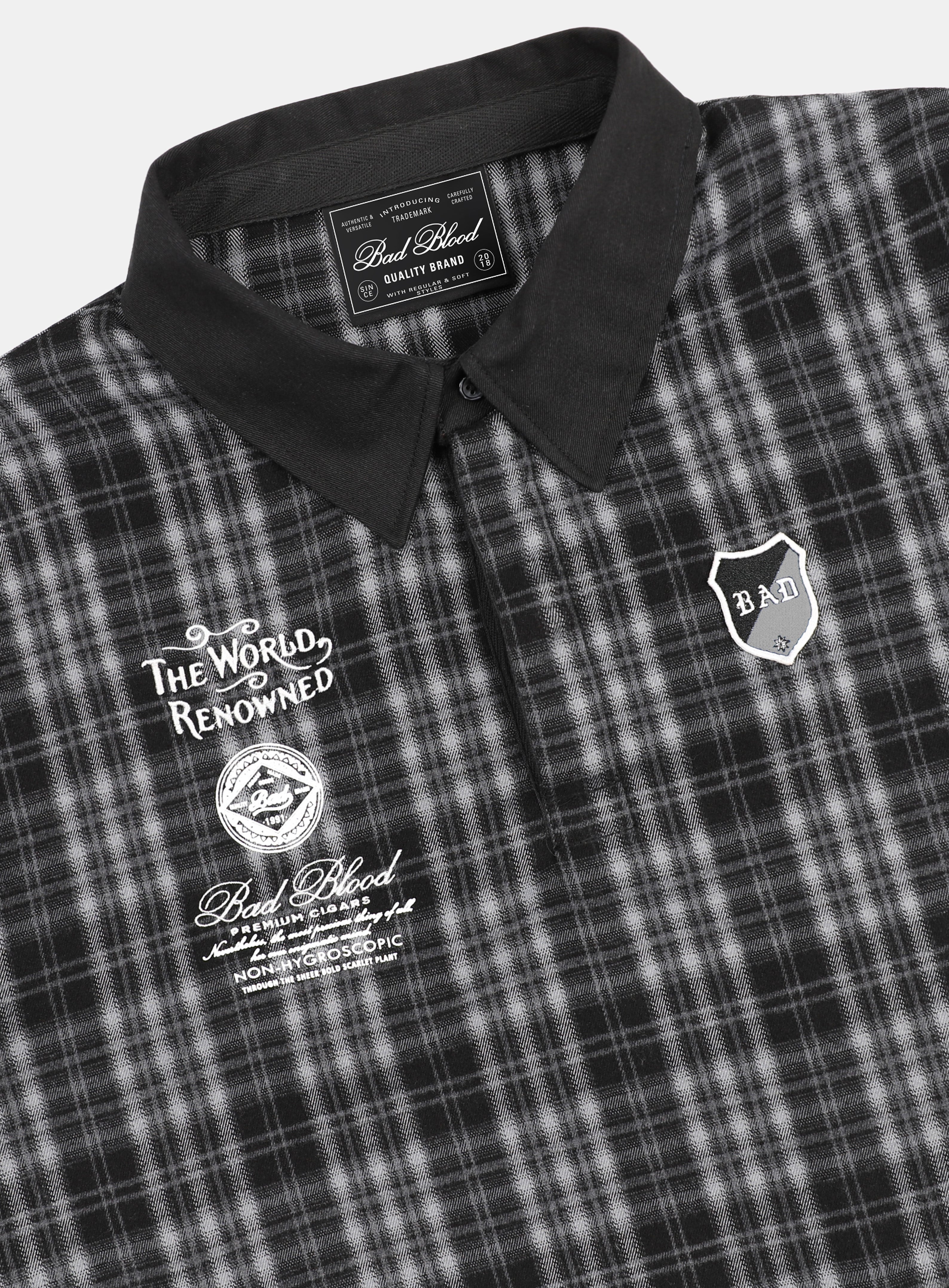 Badblood Classic Check Rugby Shirt - Black