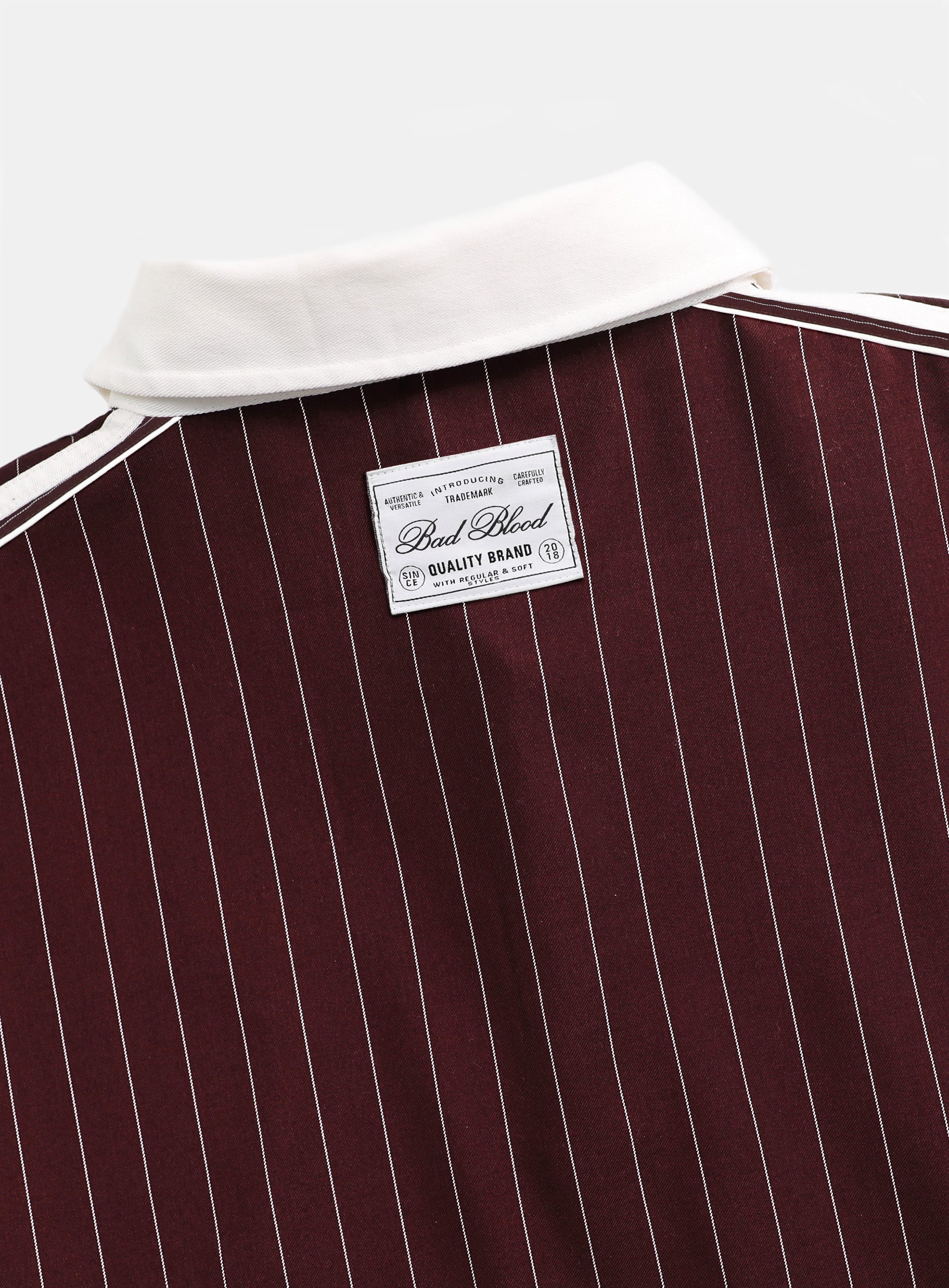 Badblood Classic Logo Stripe Rugby Shirt - Burgundy