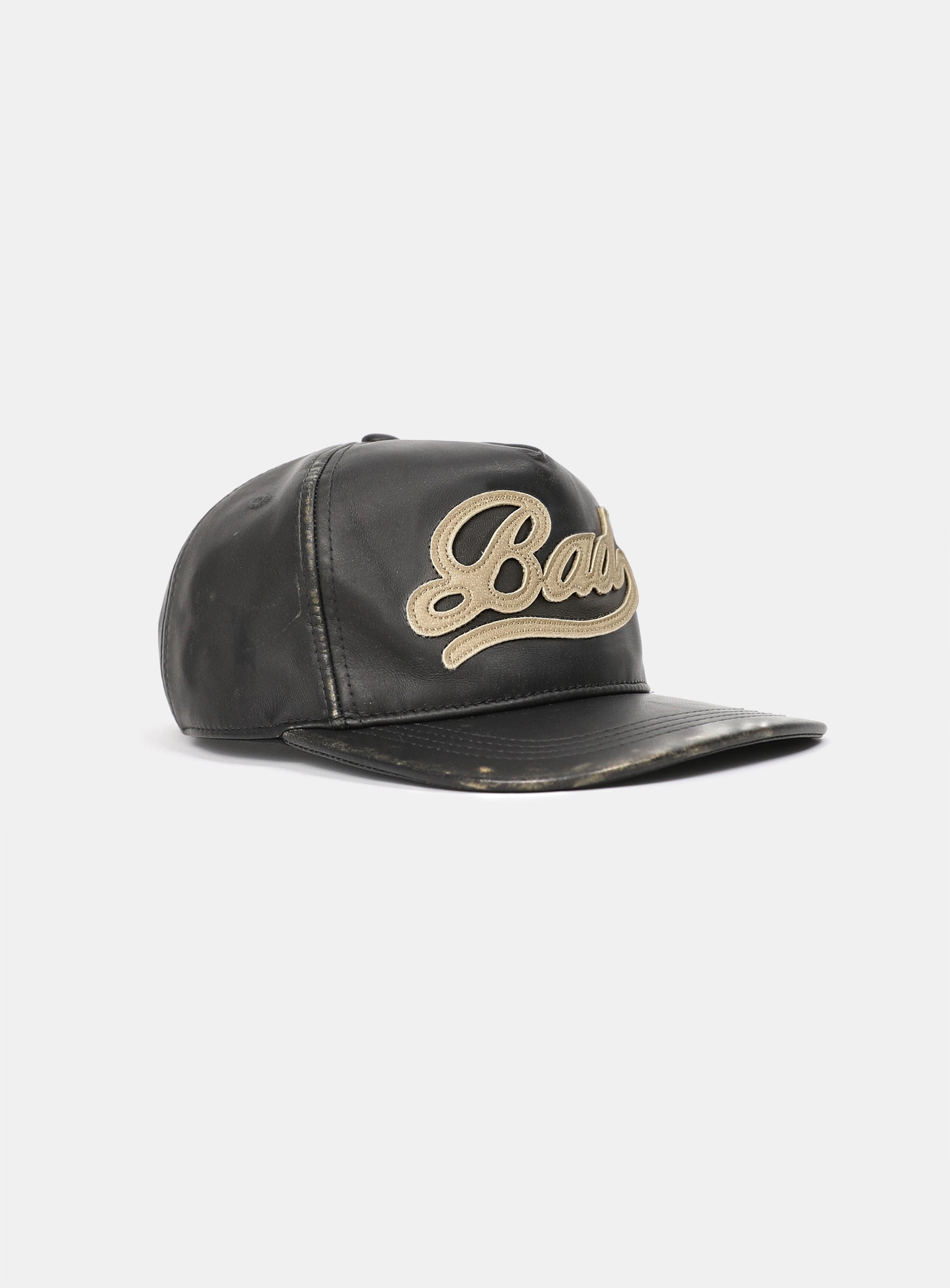 Badblood Washed Leather Ball Cap Black