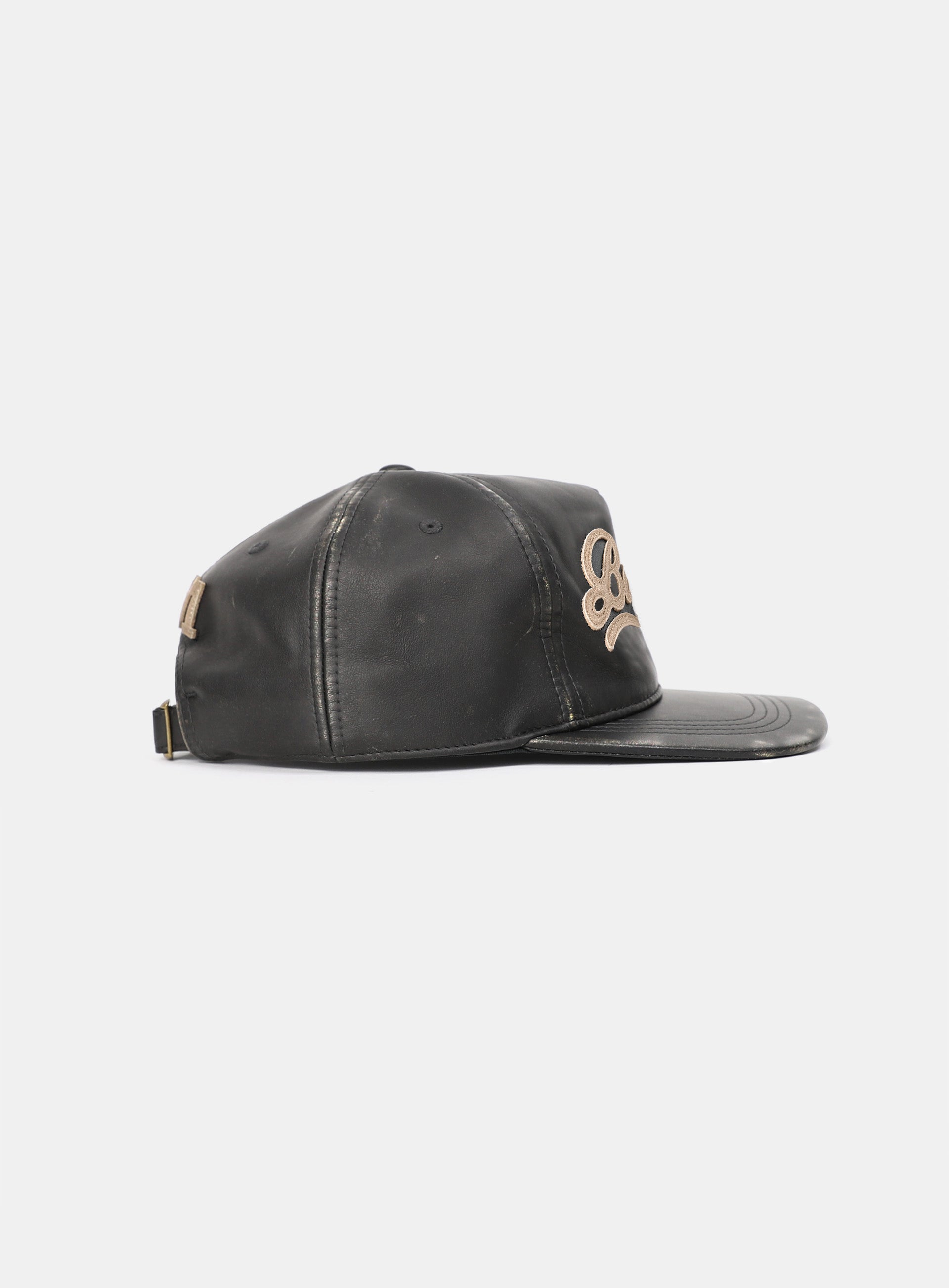 Badblood Washed Leather Ball Cap Black