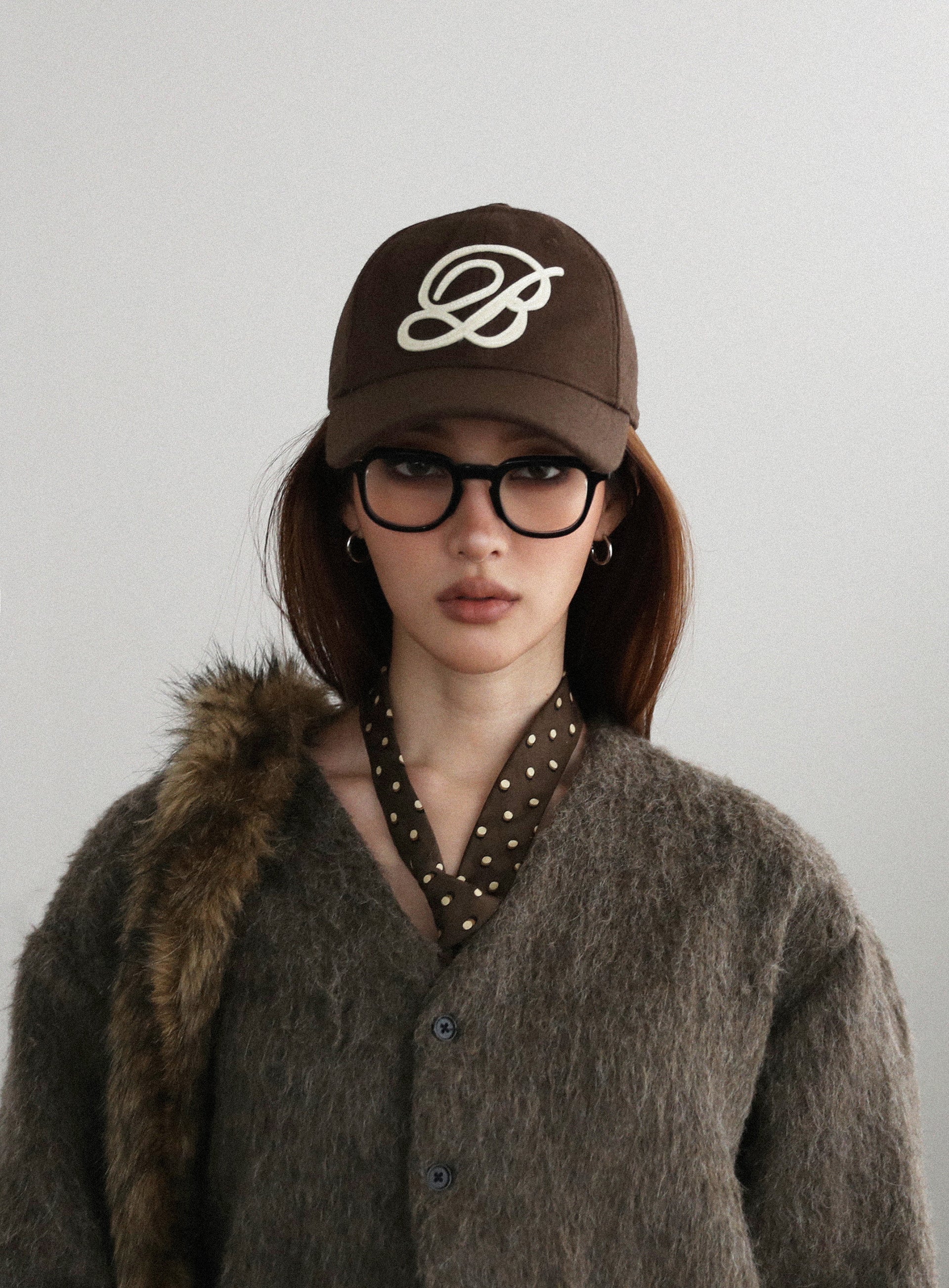 Badblood Classic B Logo Wool Ball Cap Brown