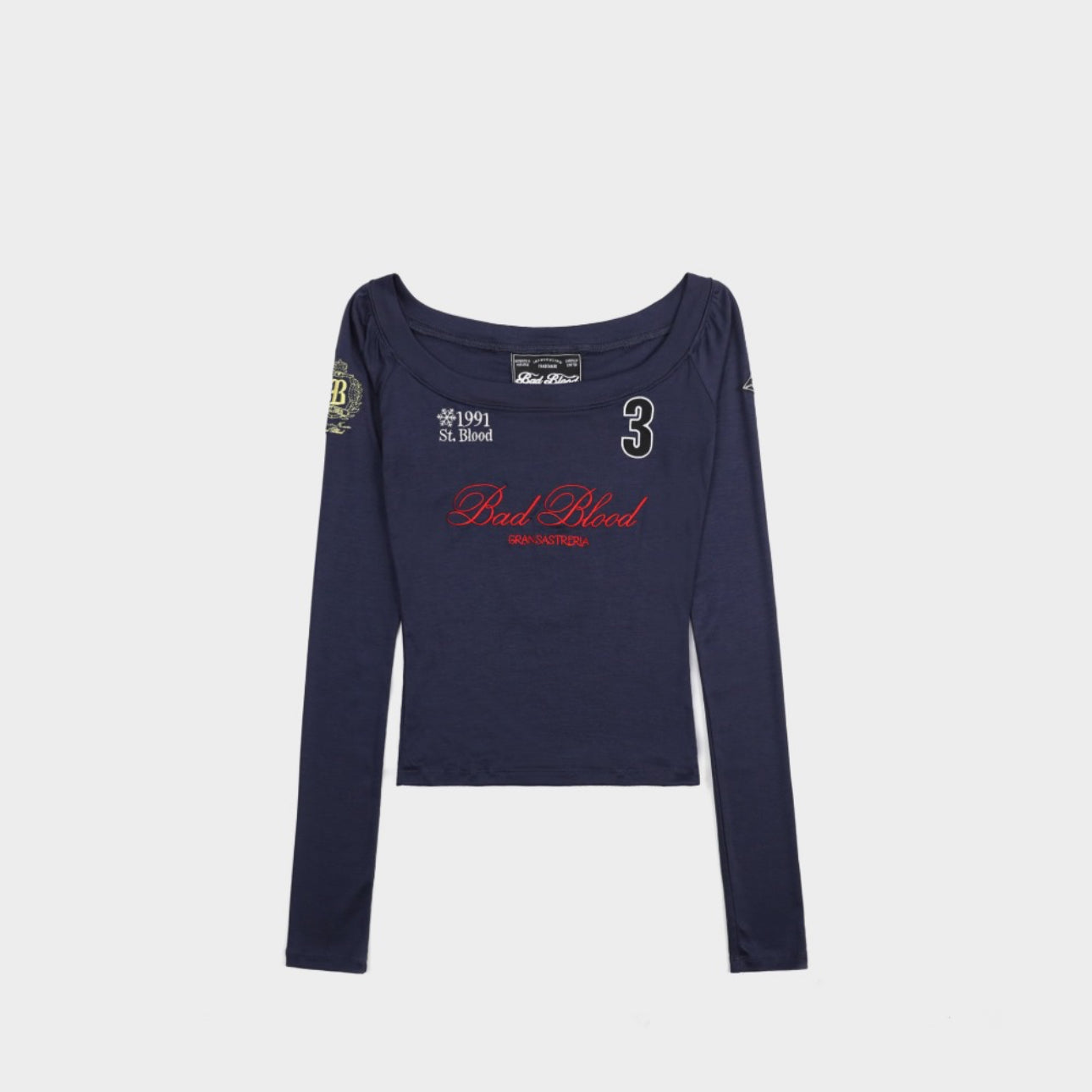 Badblood Saint Blood Off Shoulder Top Navy
