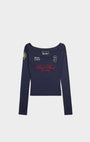Badblood Saint Blood Off Shoulder Top Navy