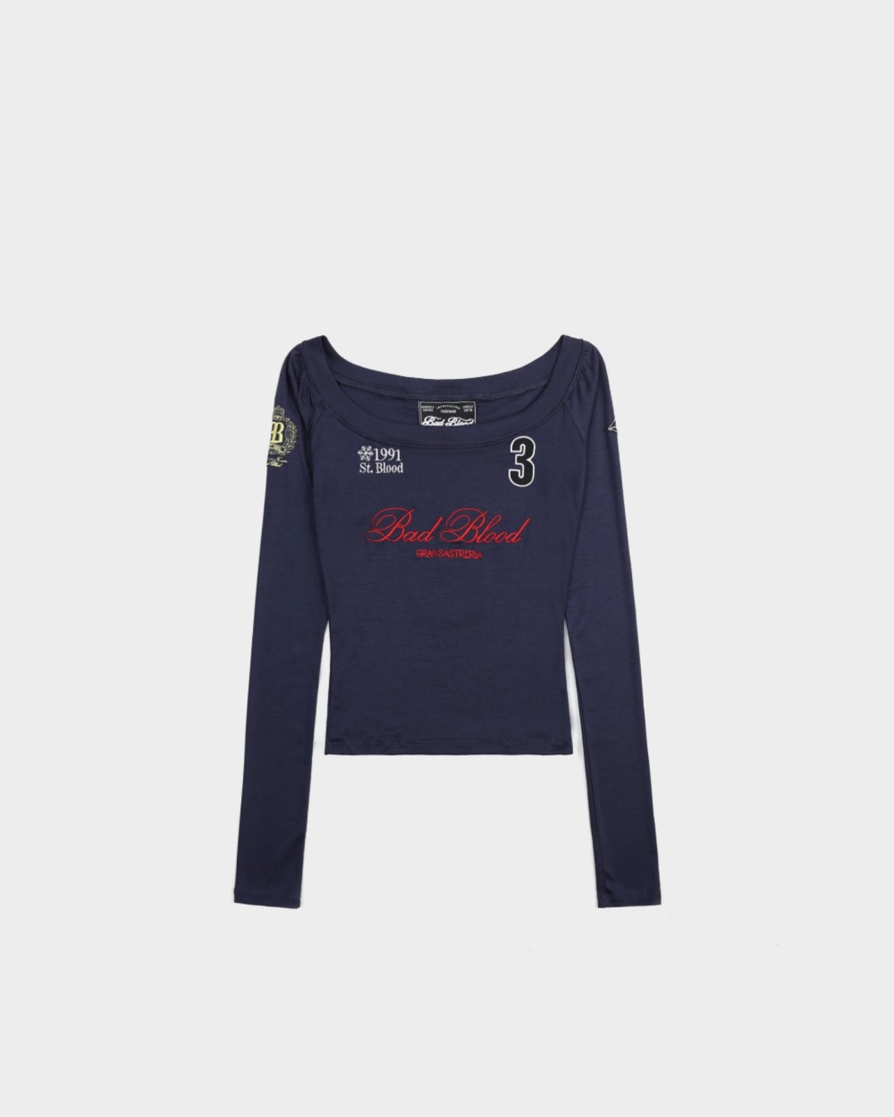 Badblood Saint Blood Off Shoulder Top Navy