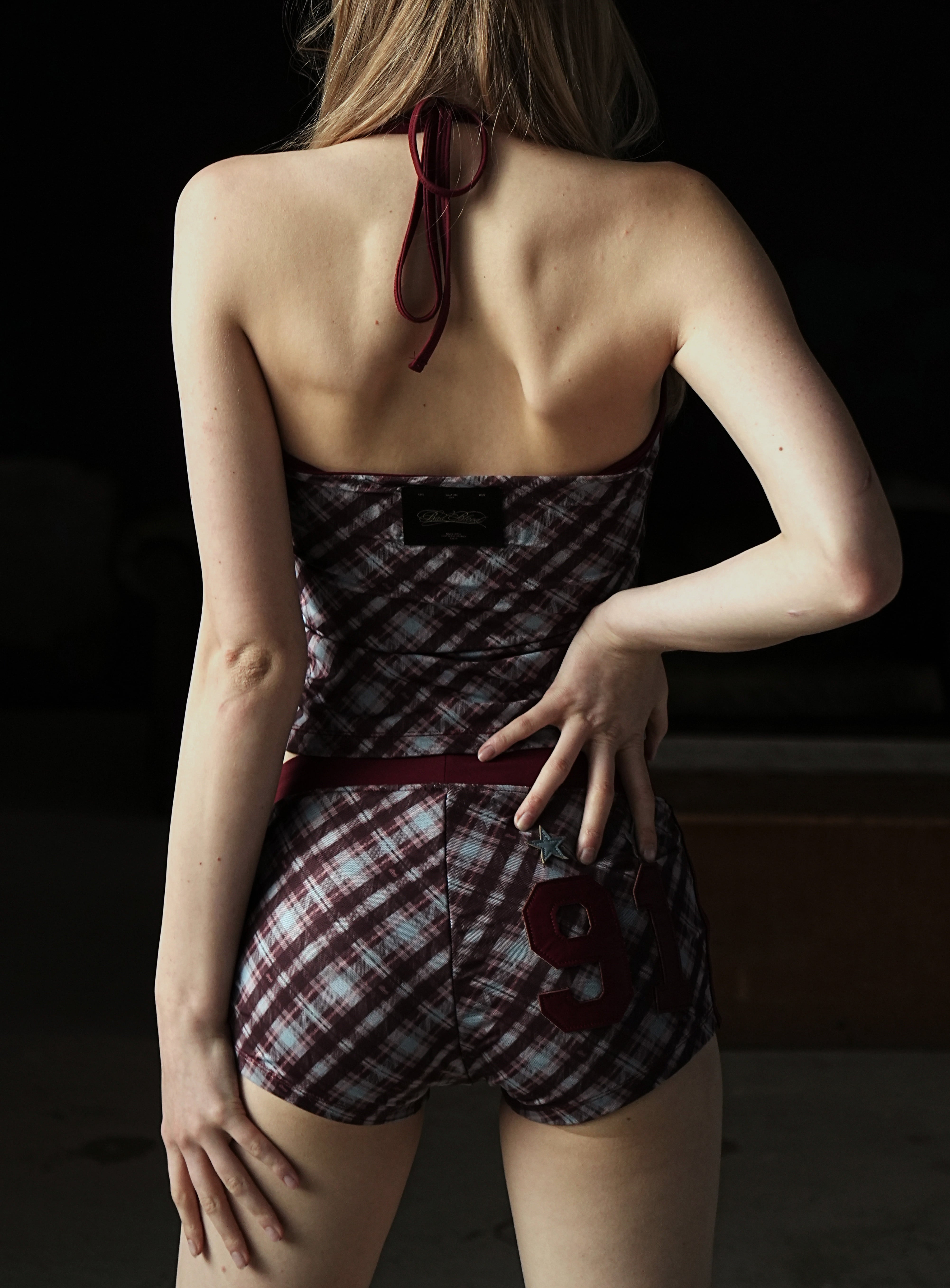 Badblood  Vintage Club Boy Shorts - Checked Red