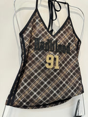 Badblood Vintage Club Halter Tank Check Brown