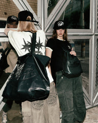 Badblood Perforated Leather Gym Sack - Black