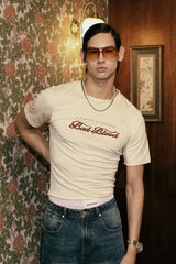 Badblood Script Logo Slim T-Shirt Cream