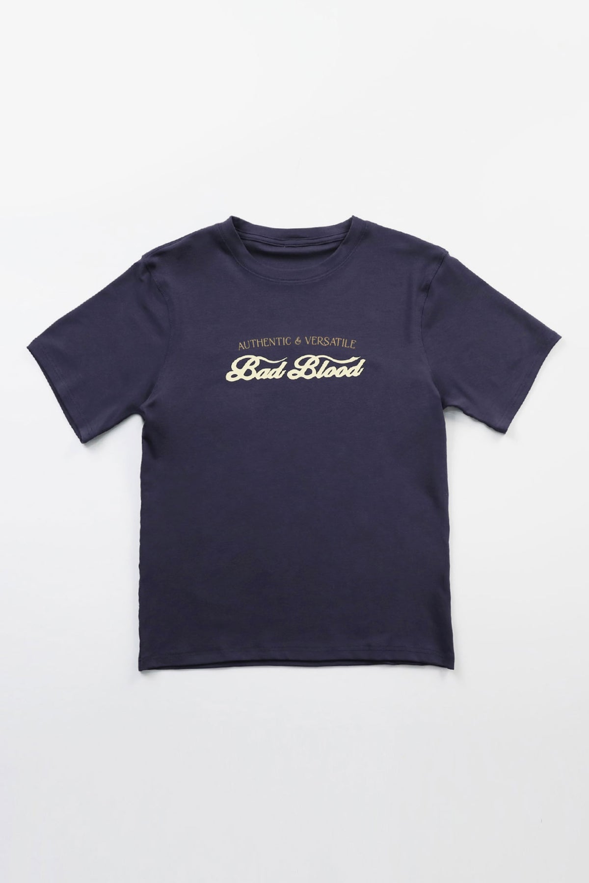 Badblood Script Logo Slim T-Shirt Navy