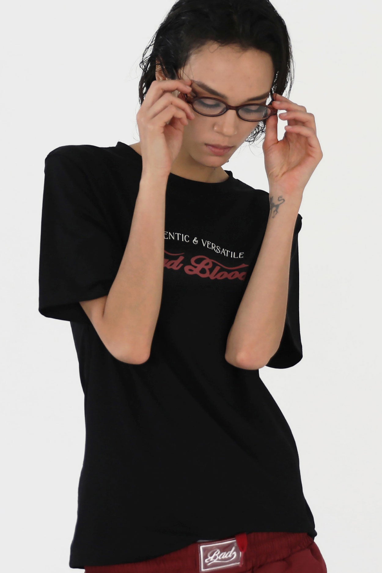 Badblood Script Logo Slim T-Shirt Black