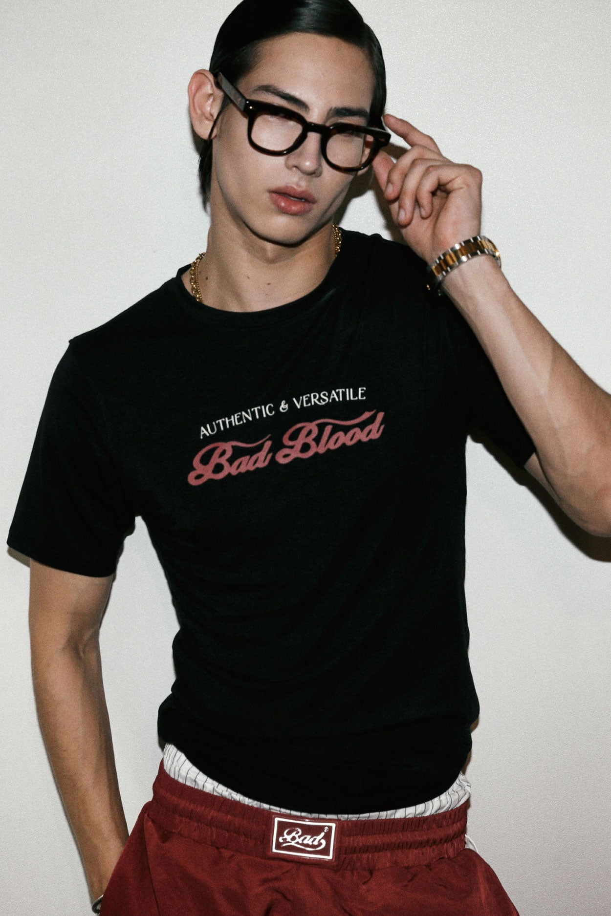 Badblood Script Logo Slim T-Shirt Black