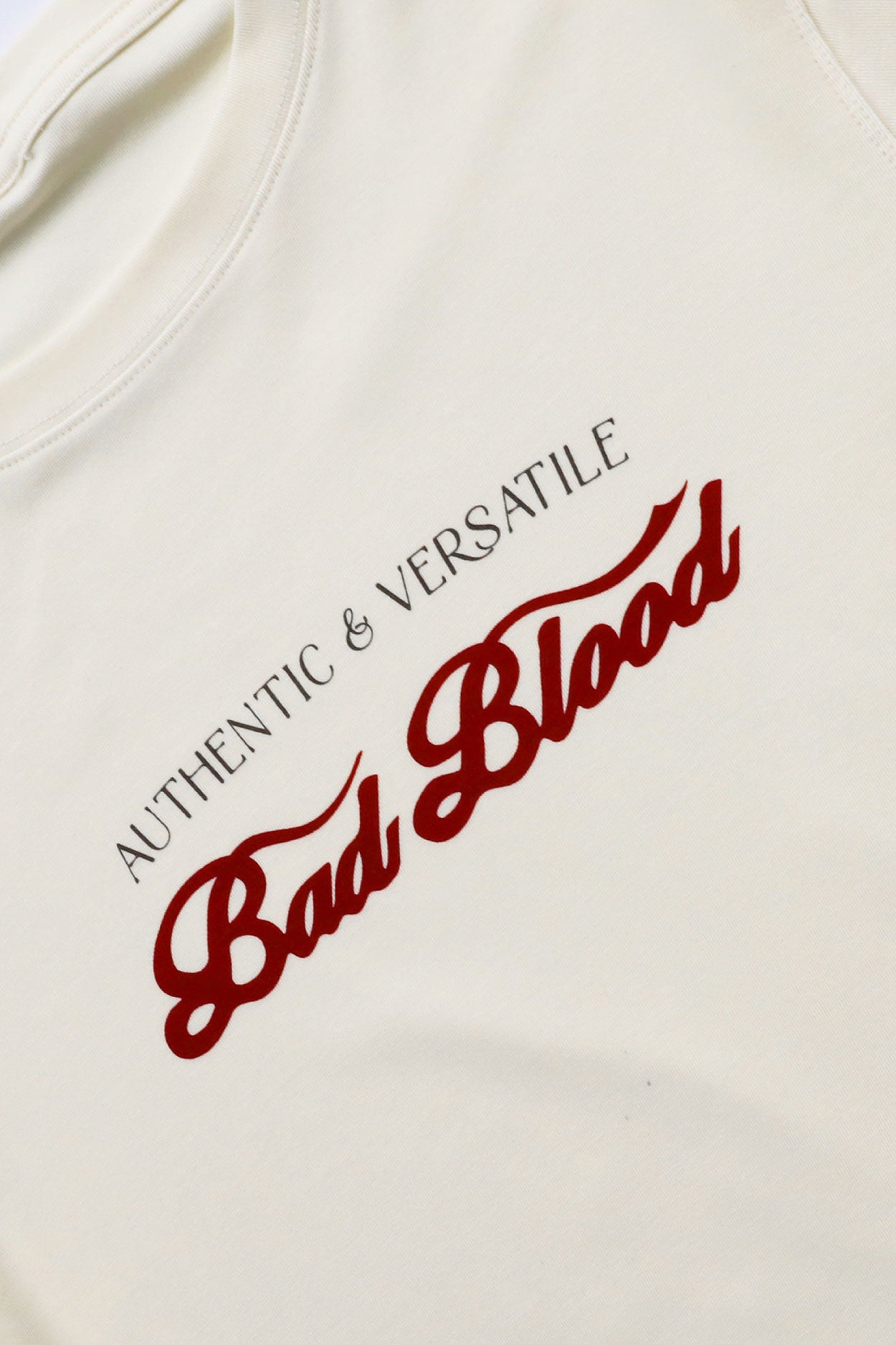 Badblood Script Logo Slim T-Shirt Cream