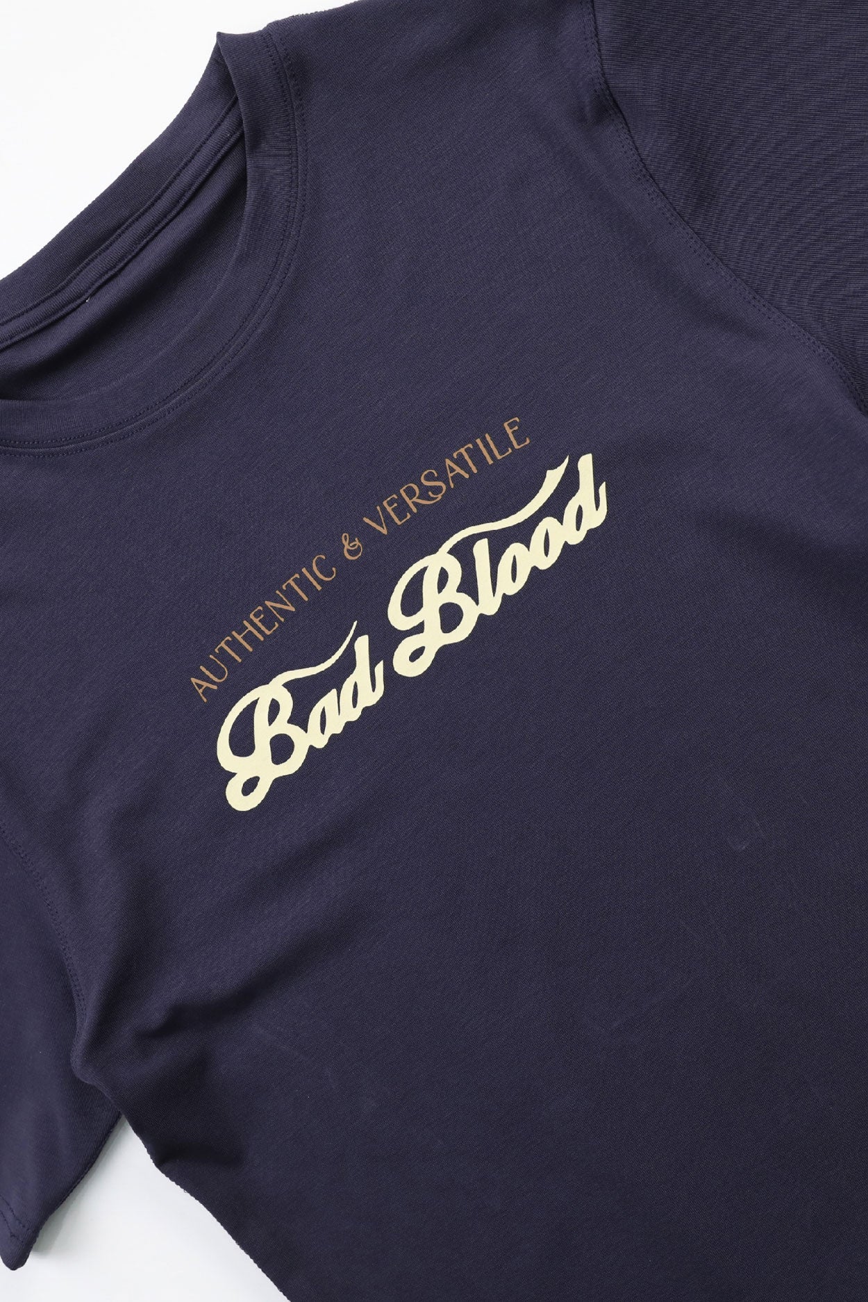 Badblood Script Logo Slim T-Shirt Navy