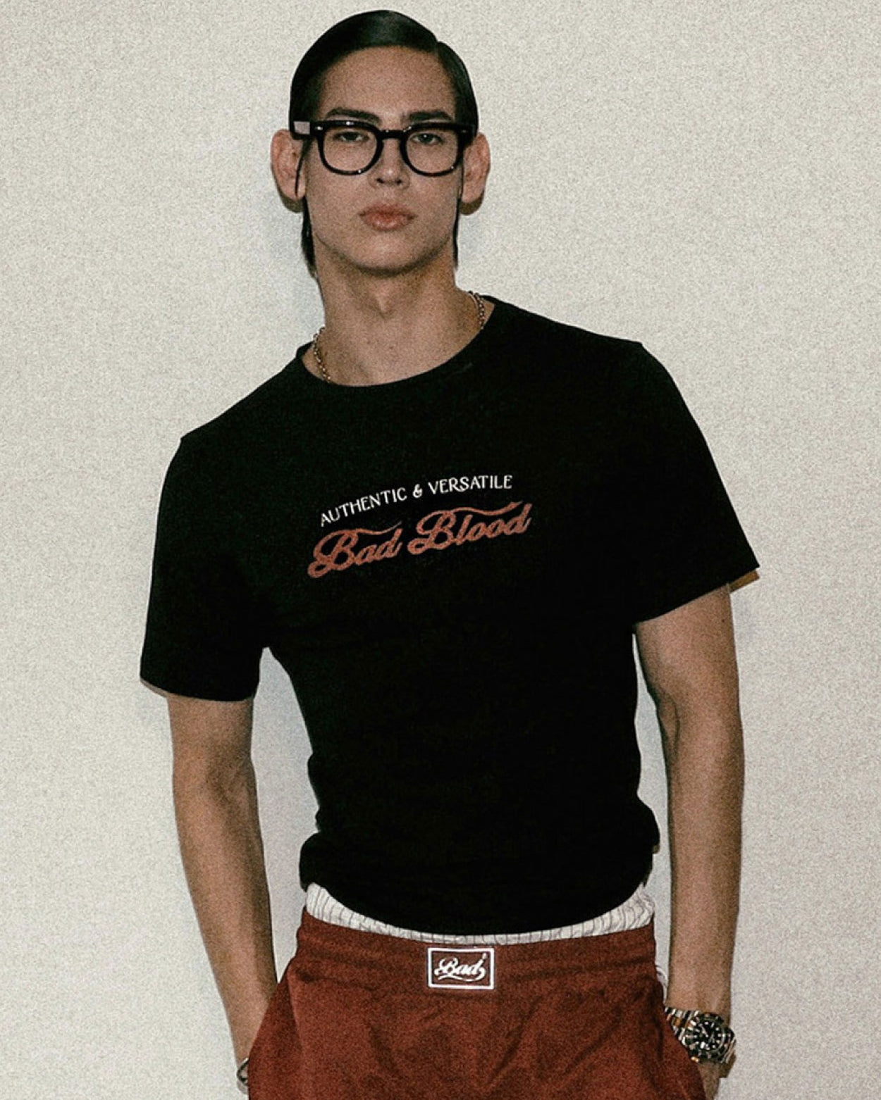 Badblood Script Logo Slim T-Shirt Black