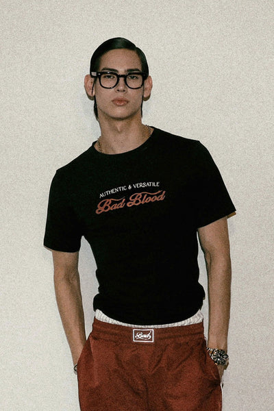 ◆BADBLOOD◆ Script Logo Slim T-Shirt Black w-tee24-052 badblood – BBGSHOPHK